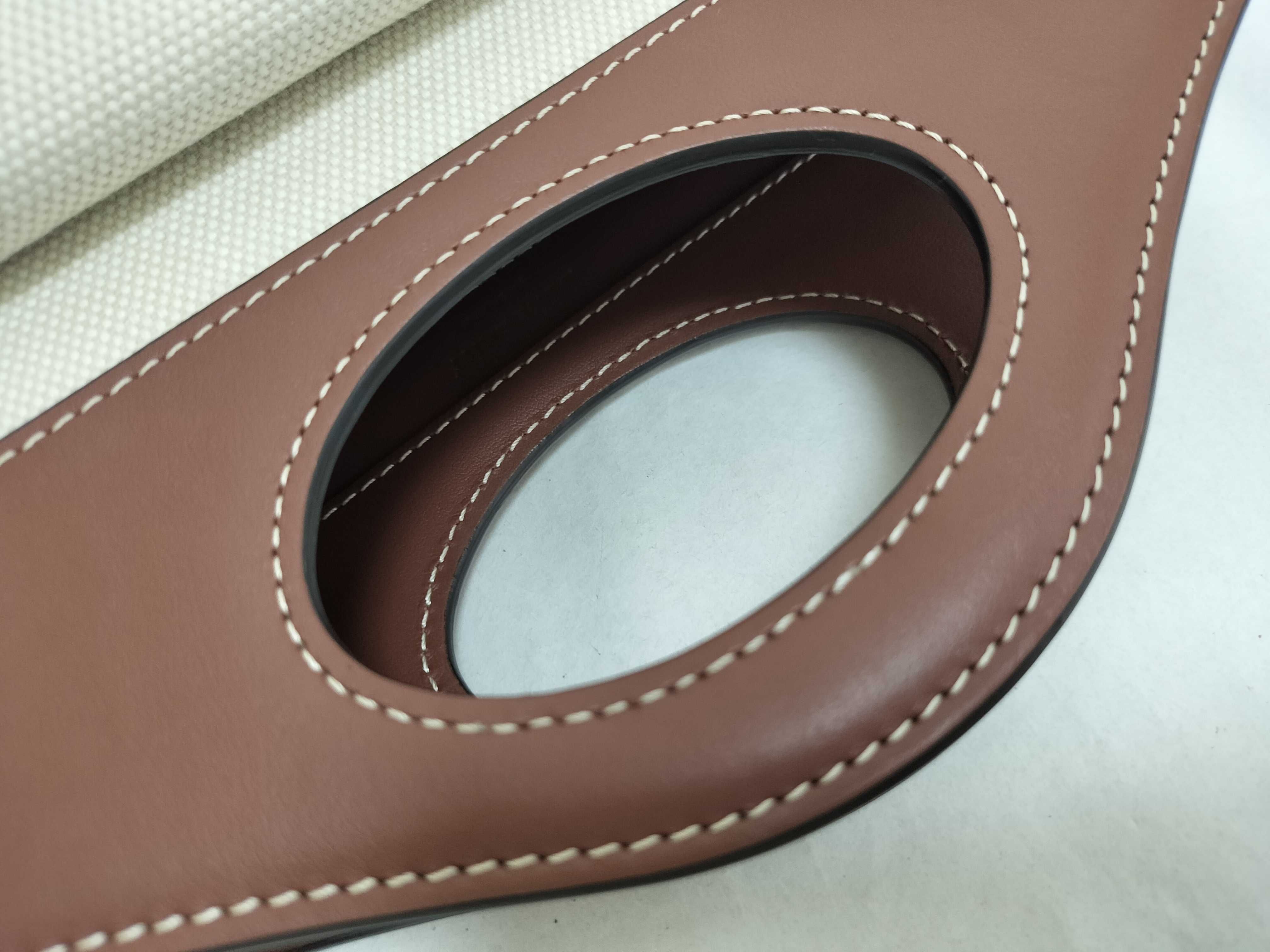 Mini Two-Tone Canvas x Leather 2-Way Handbag (Beige x Brown) — view 3