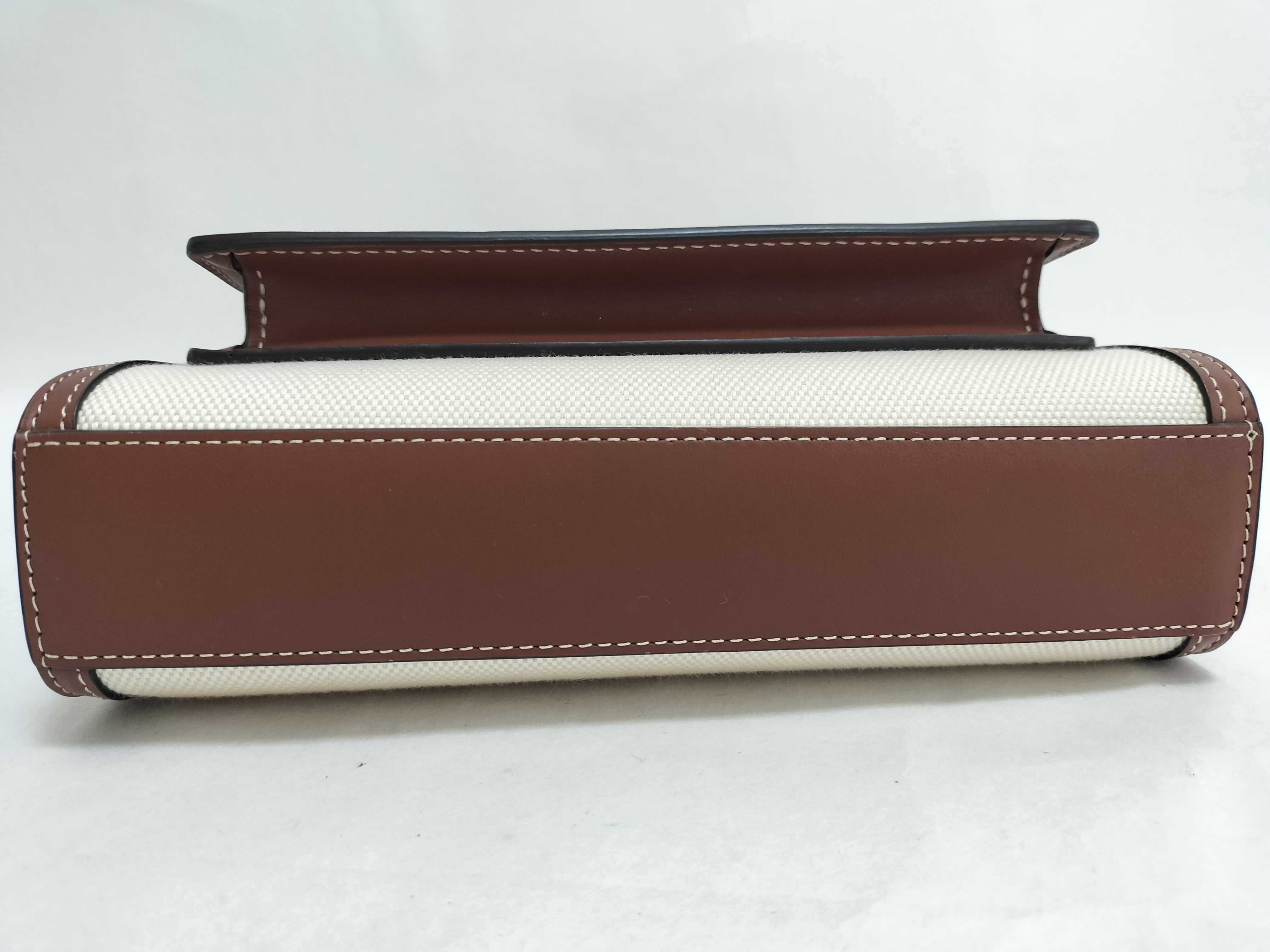 Mini Two-Tone Canvas x Leather 2-Way Handbag (Beige x Brown) — view 7