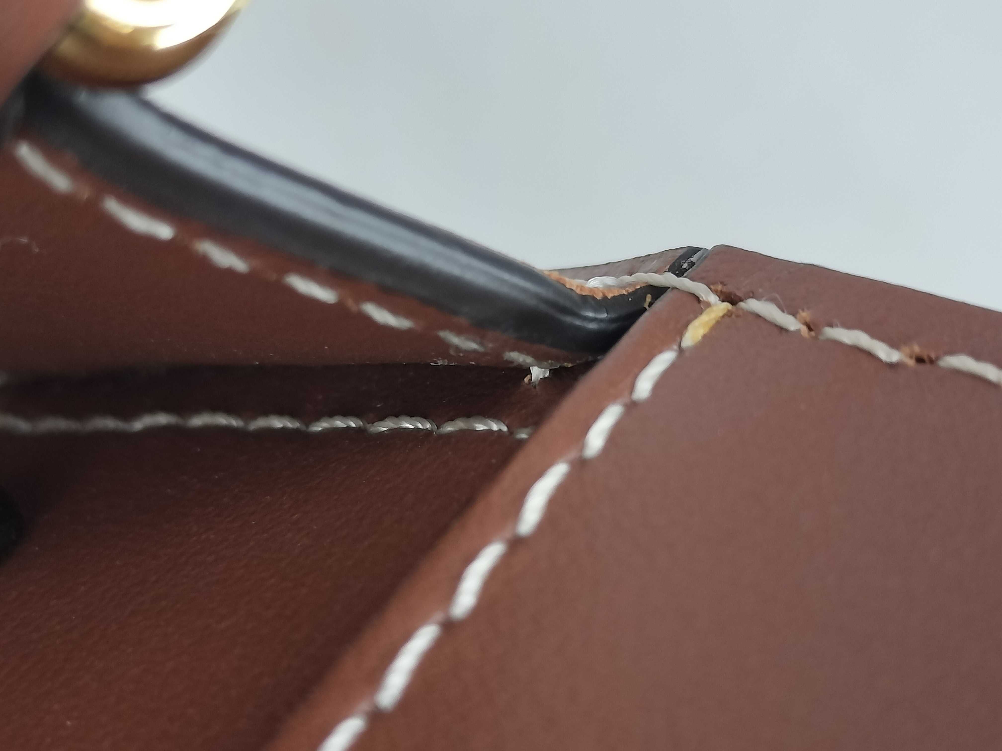 Mini Two-Tone Canvas x Leather 2-Way Handbag (Beige x Brown) — view 8