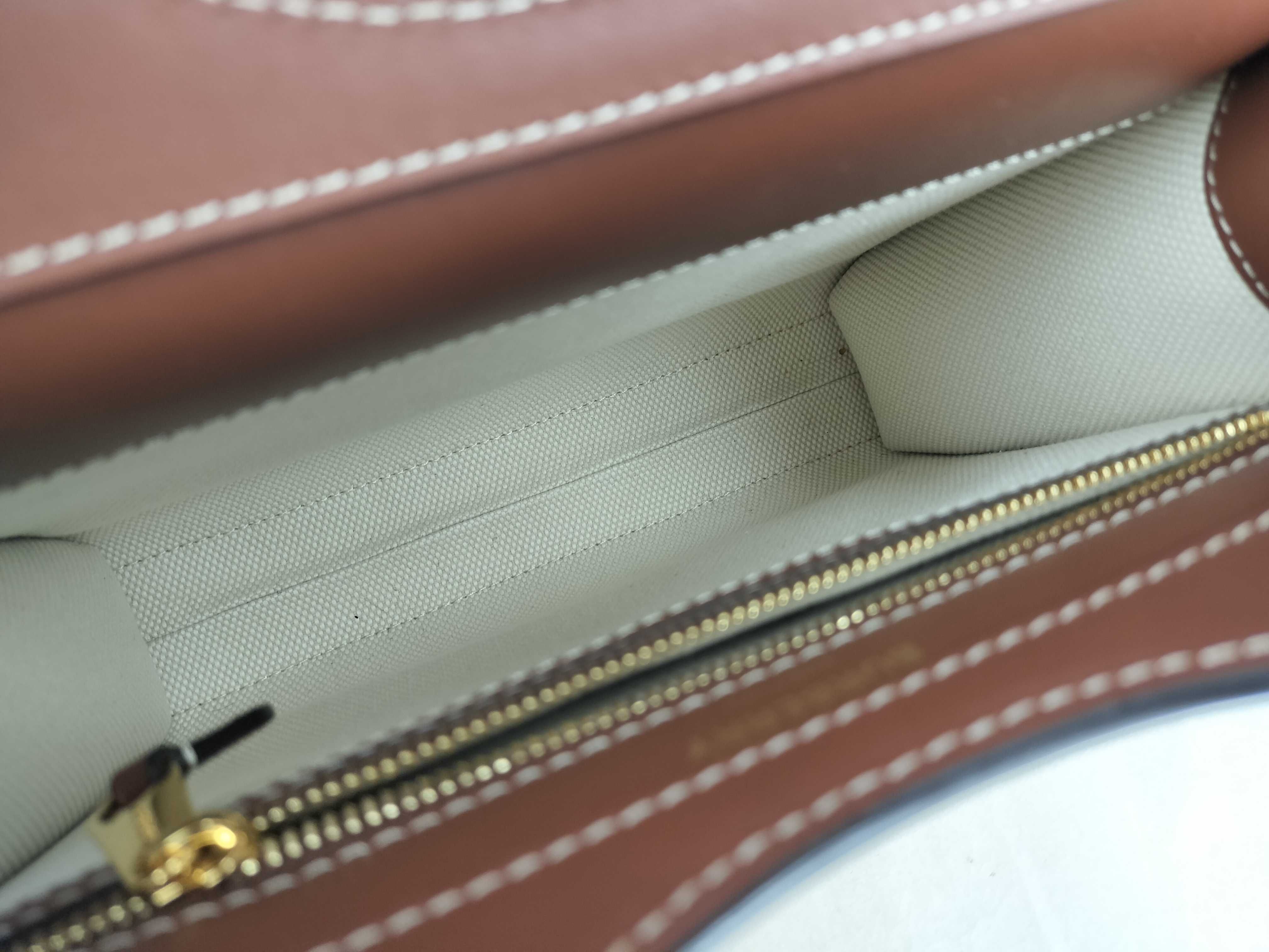 Mini Two-Tone Canvas x Leather 2-Way Handbag (Beige x Brown) — view 9