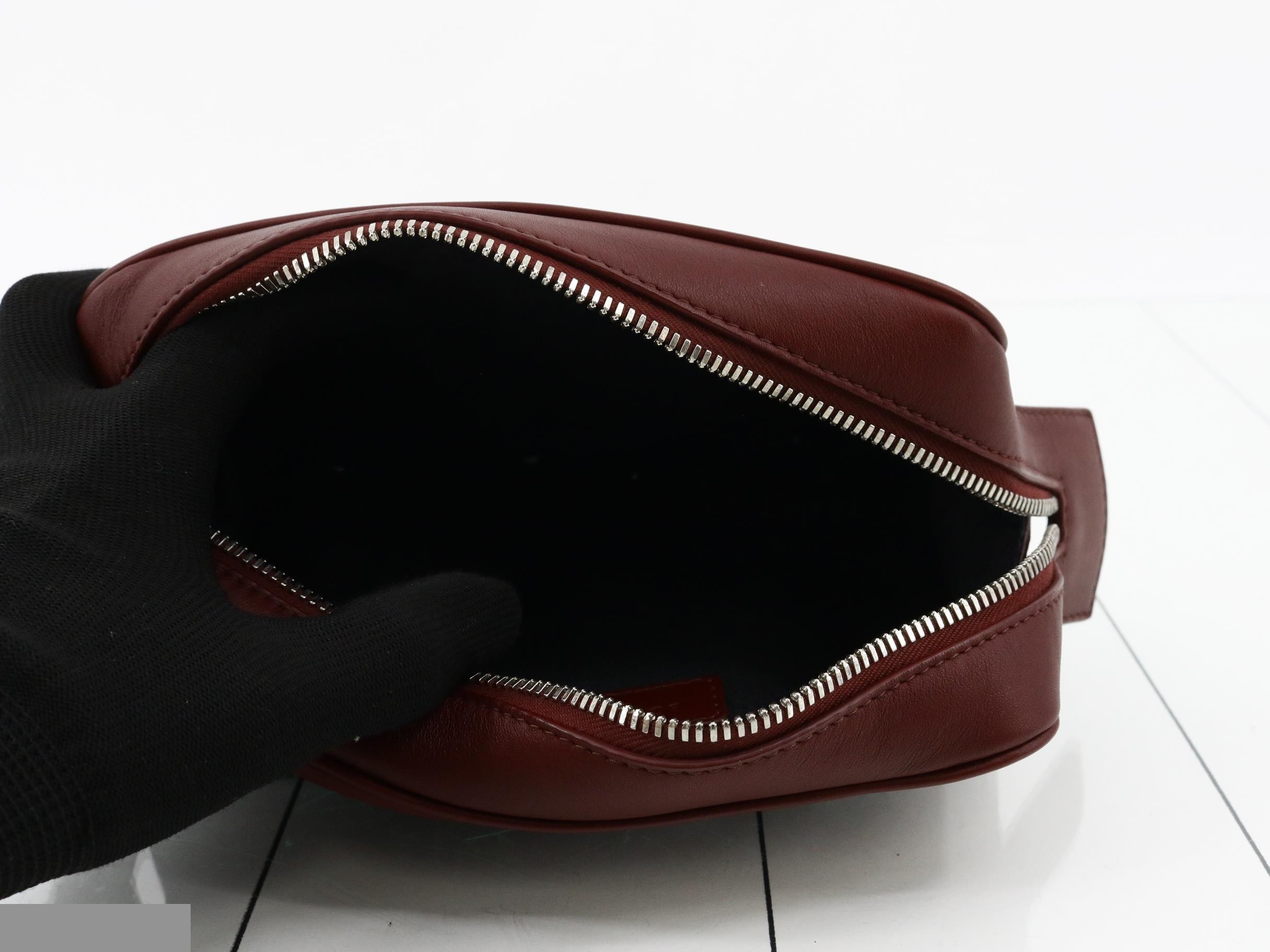 Leather clutch bag, burgundy — view 4