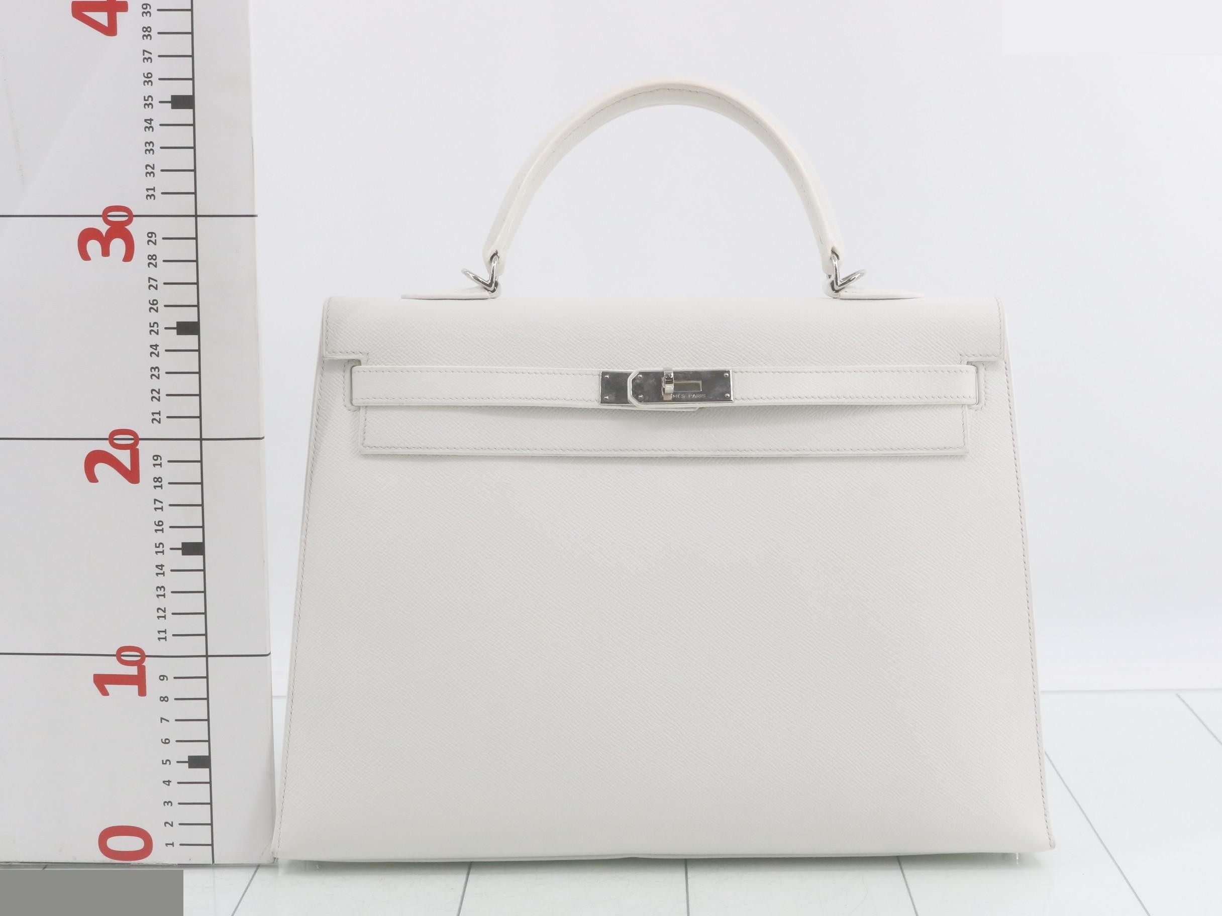 Kelly 35 Epsom White Silver Hardware O — view 2
