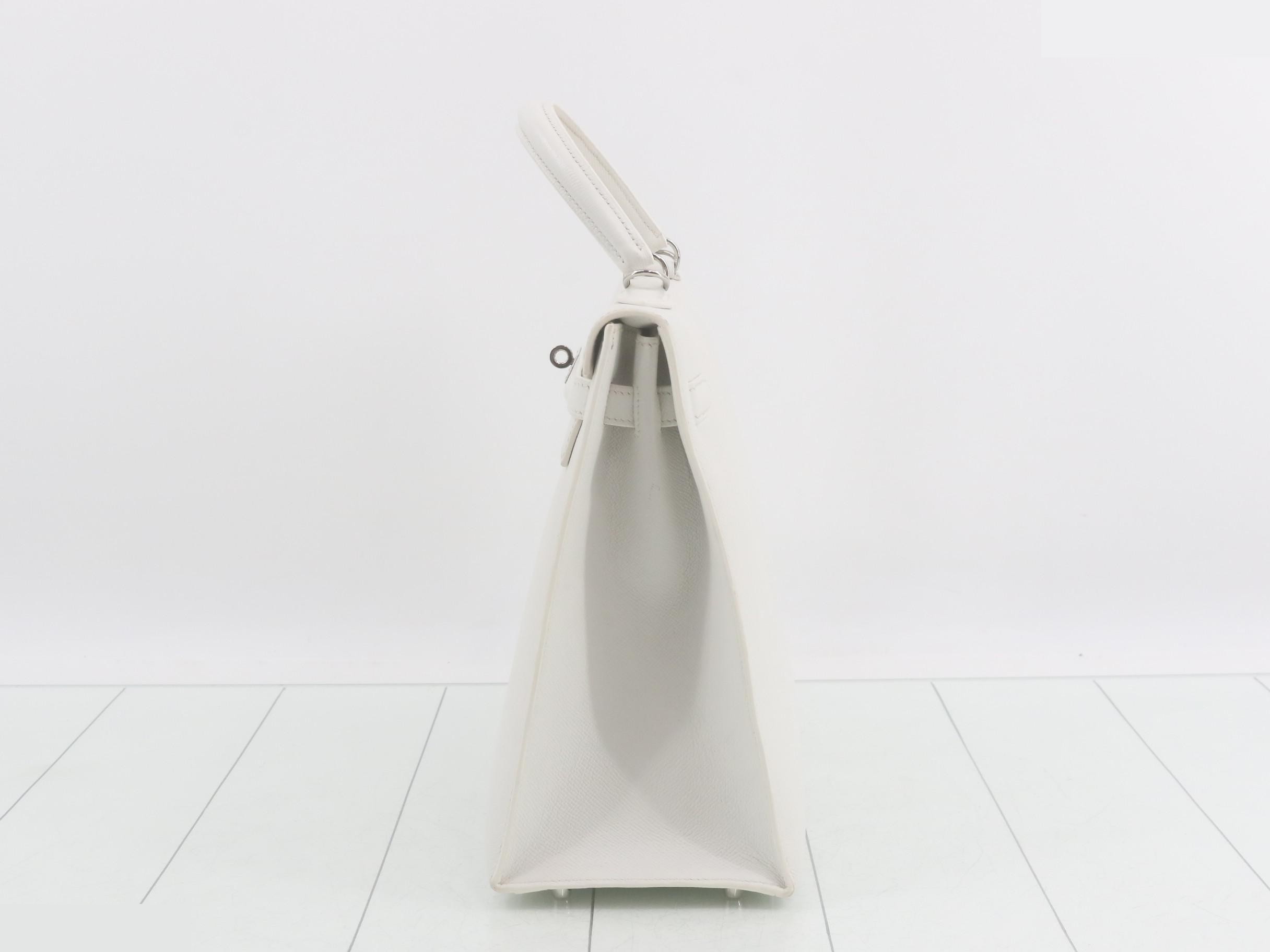 Kelly 35 Epsom White Silver Hardware O — view 4