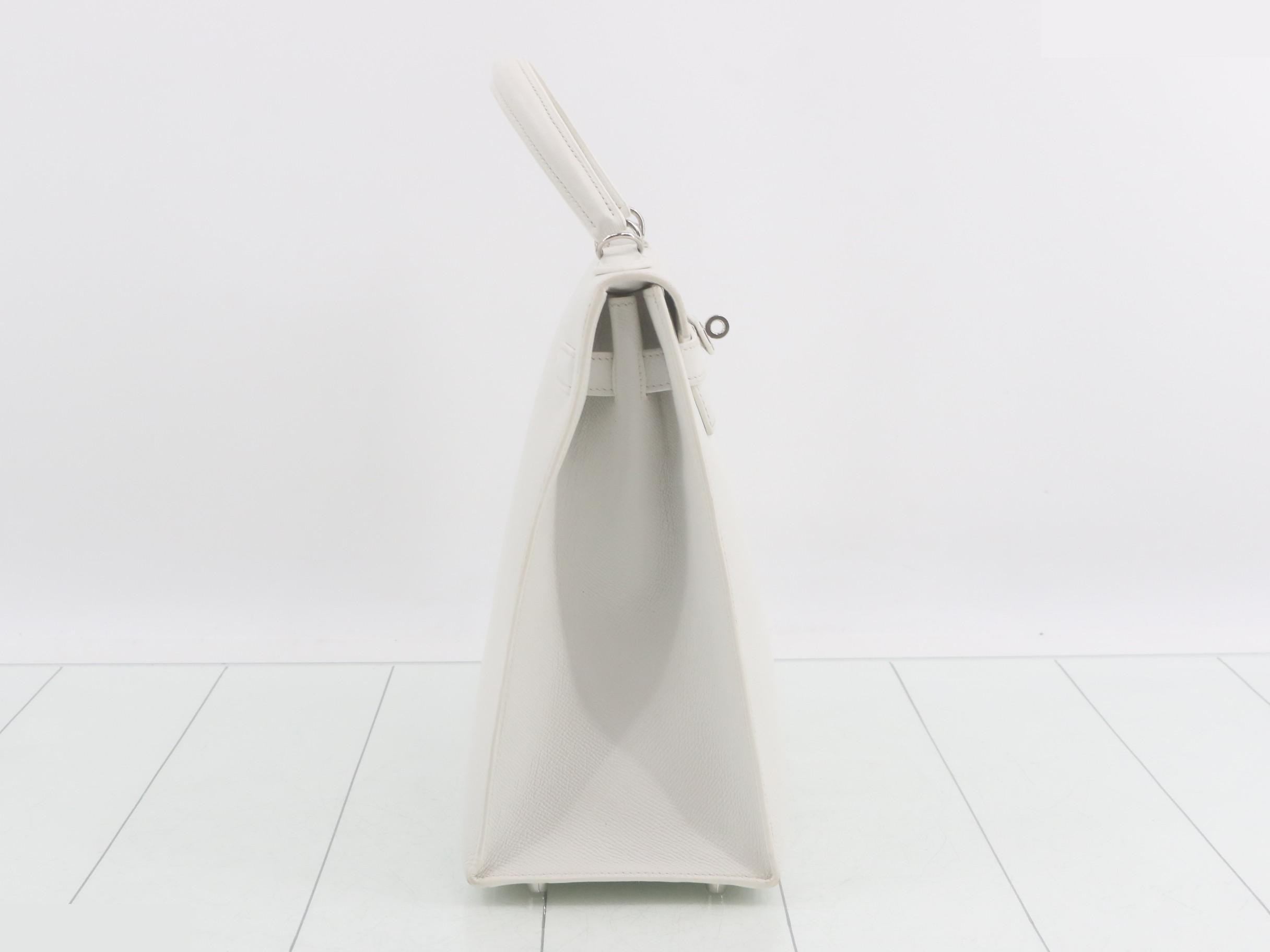 Kelly 35 Epsom White Silver Hardware O — view 5