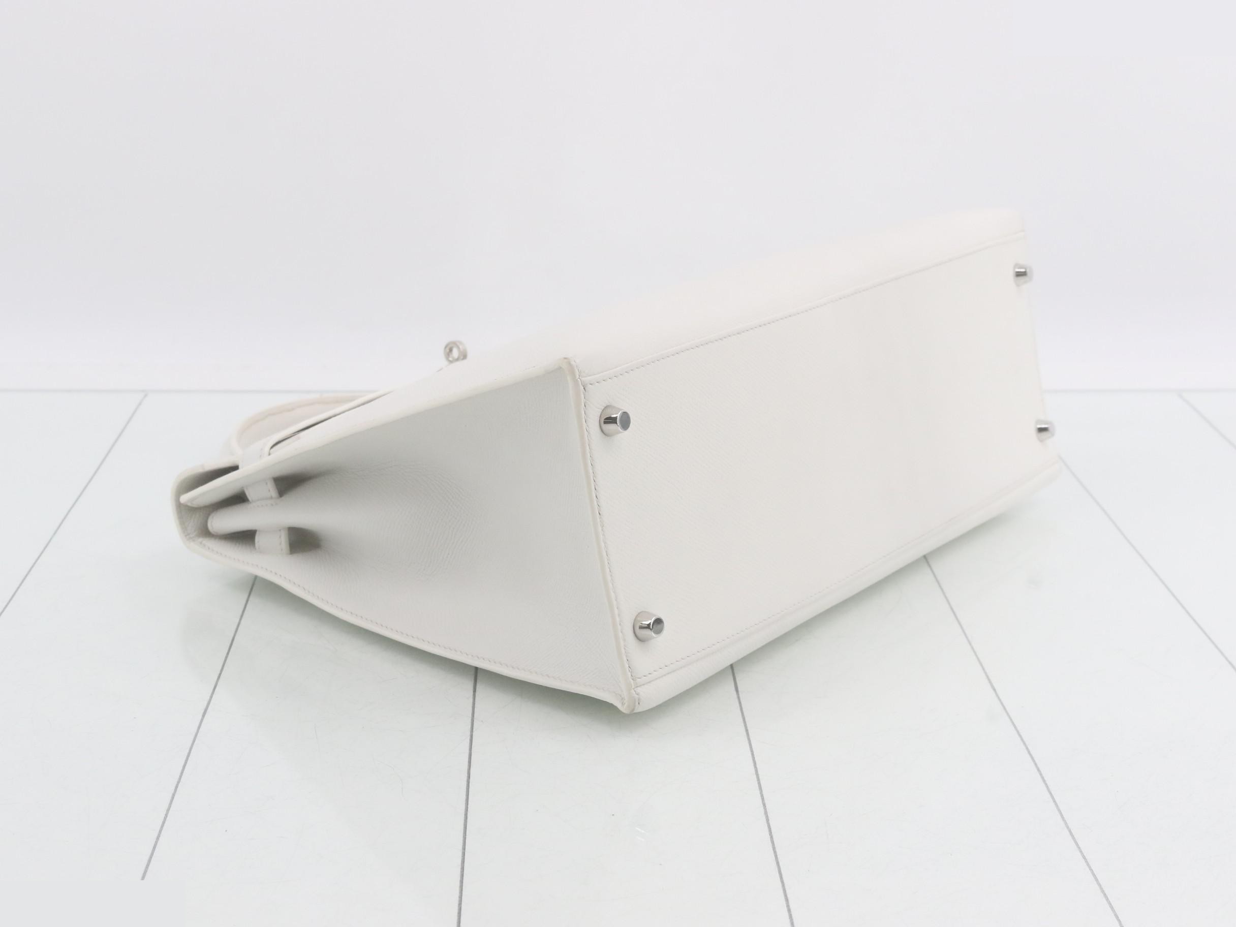 Kelly 35 Epsom White Silver Hardware O — view 6
