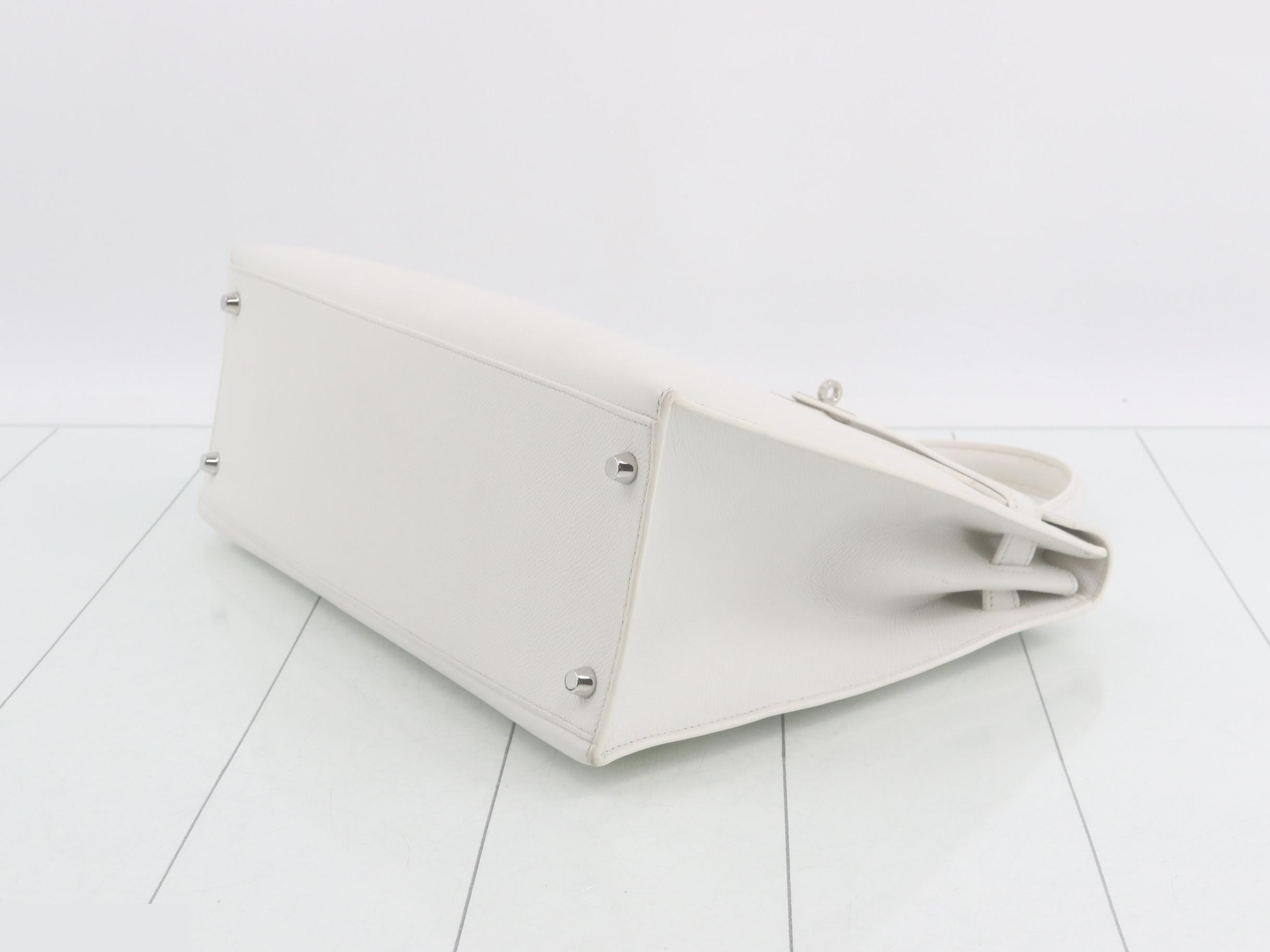 Kelly 35 Epsom White Silver Hardware O — view 7