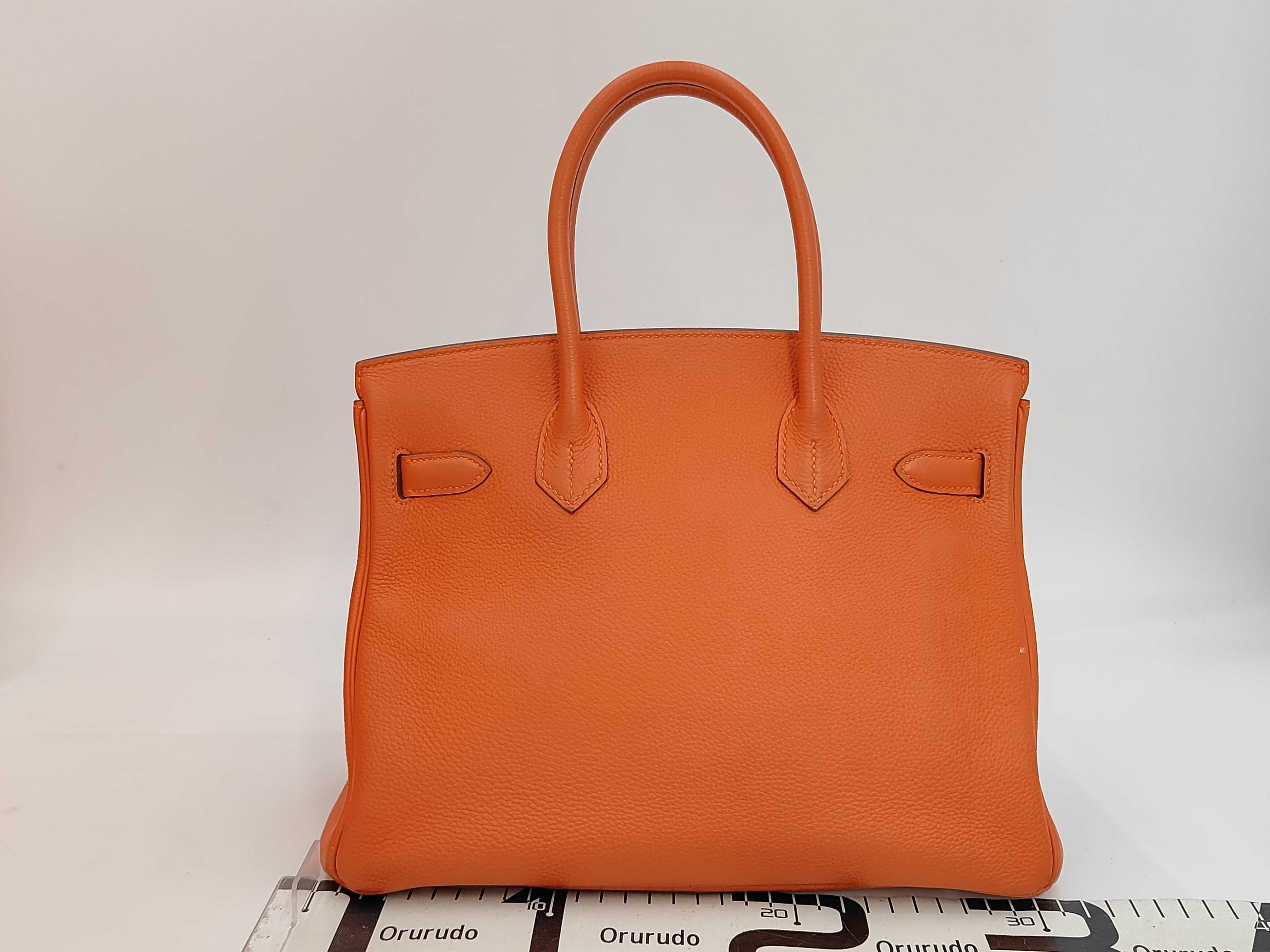 Birkin 30 Orange Silver Hardware T Stamp Handbag — view 2