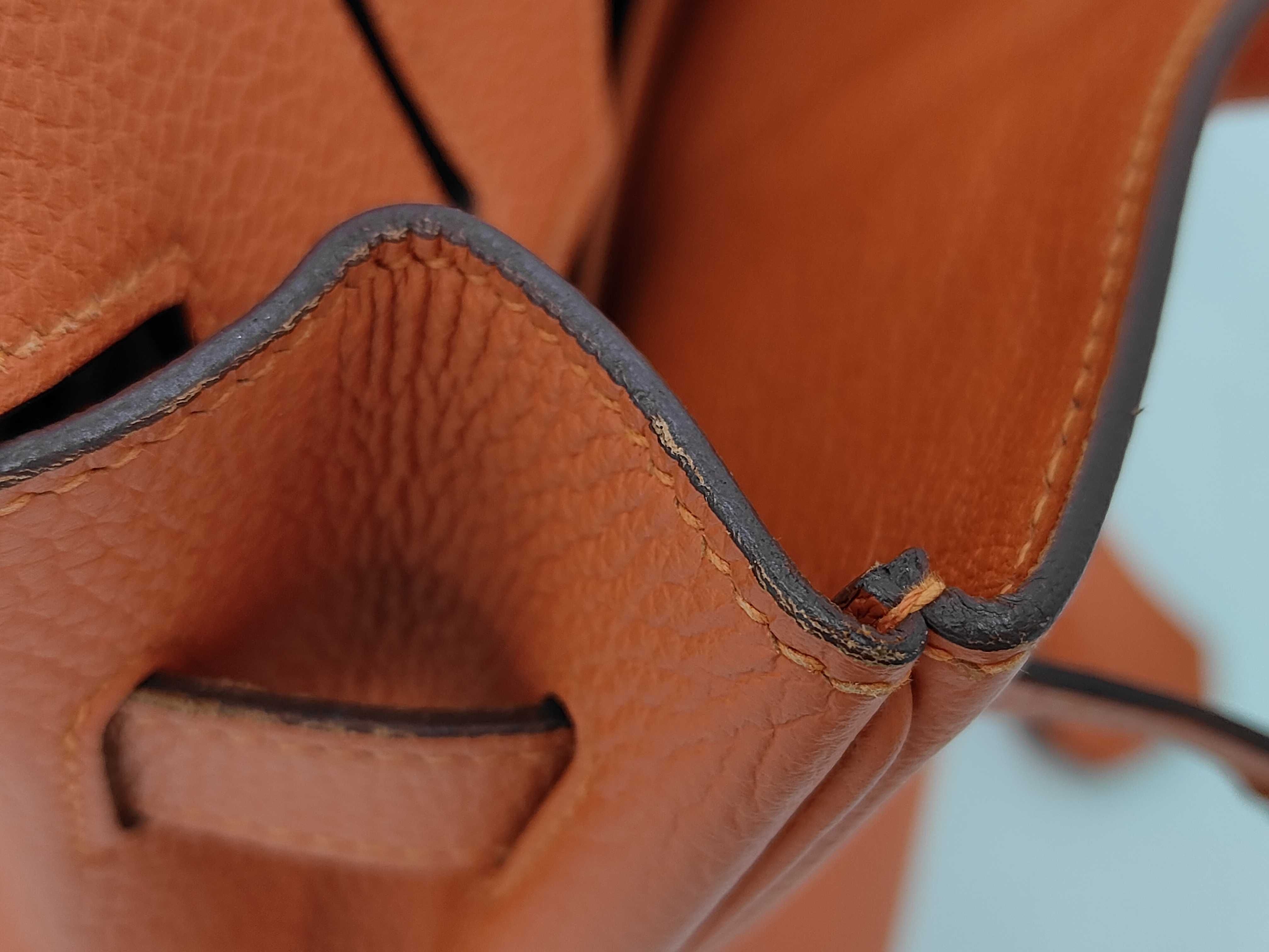 Birkin 30 Orange Silver Hardware T Stamp Handbag — view 13