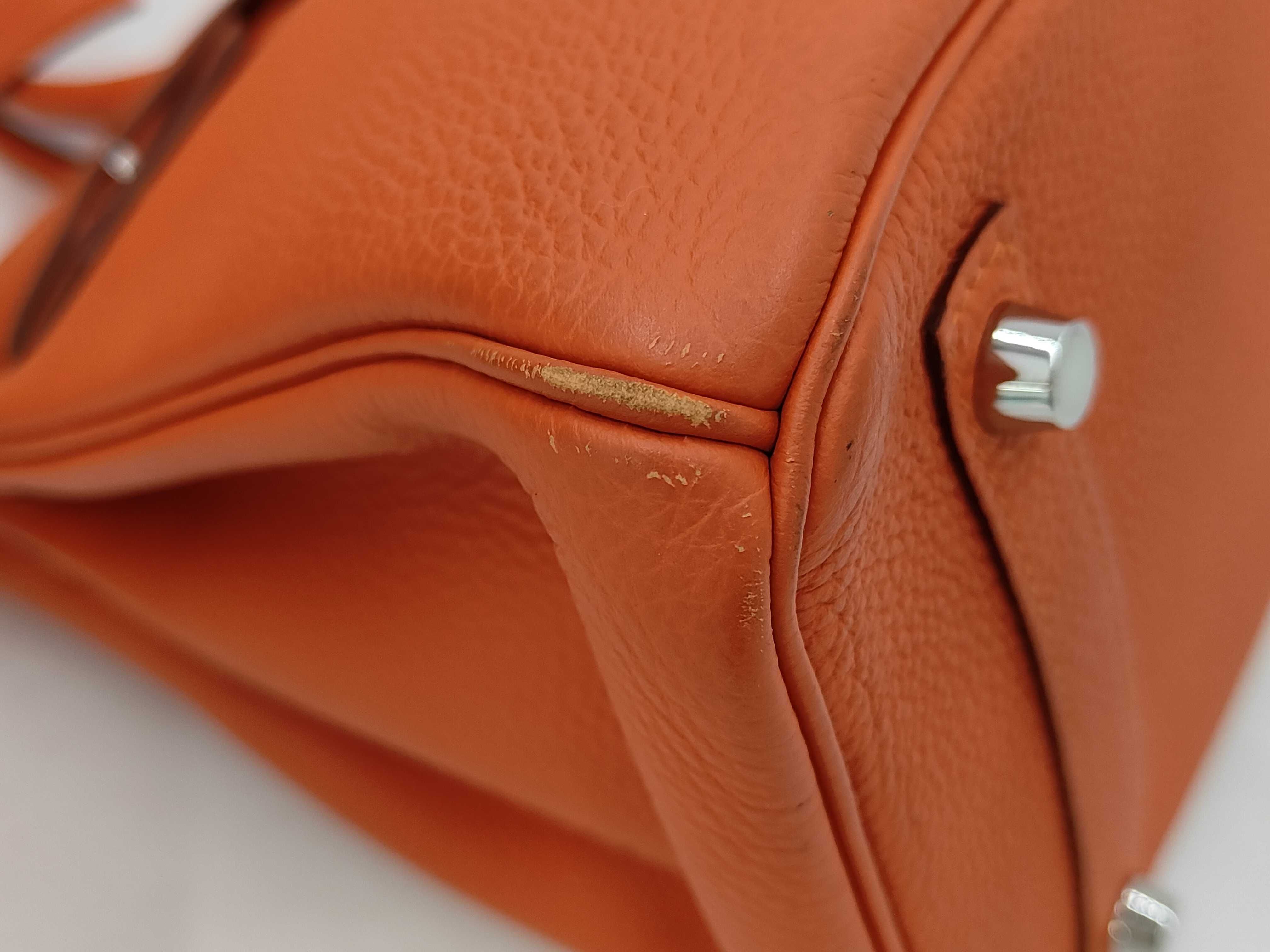 Birkin 30 Orange Silver Hardware T Stamp Handbag — view 3