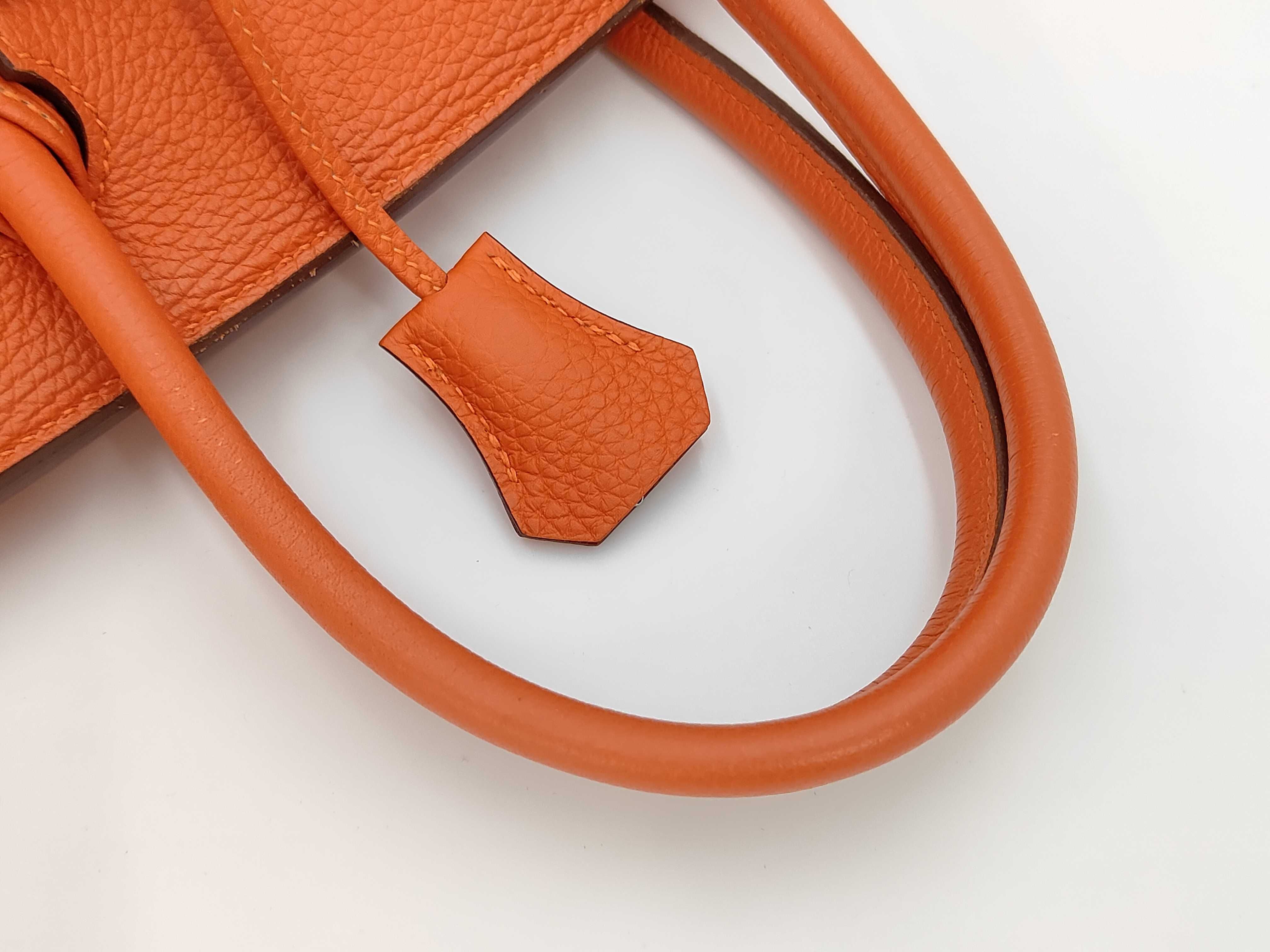 Birkin 30 Orange Silver Hardware T Stamp Handbag — view 5
