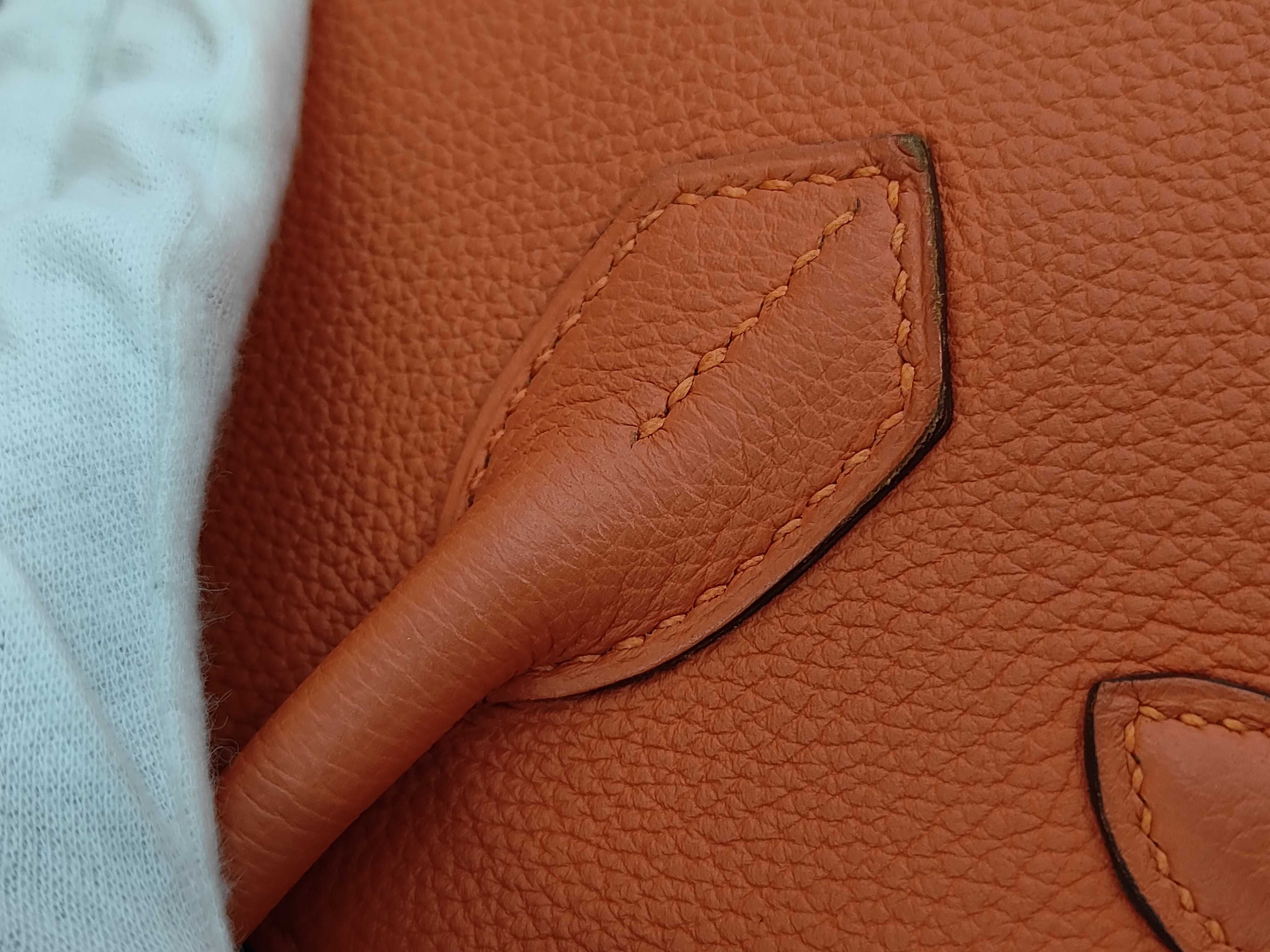 Birkin 30 Orange Silver Hardware T Stamp Handbag — view 7