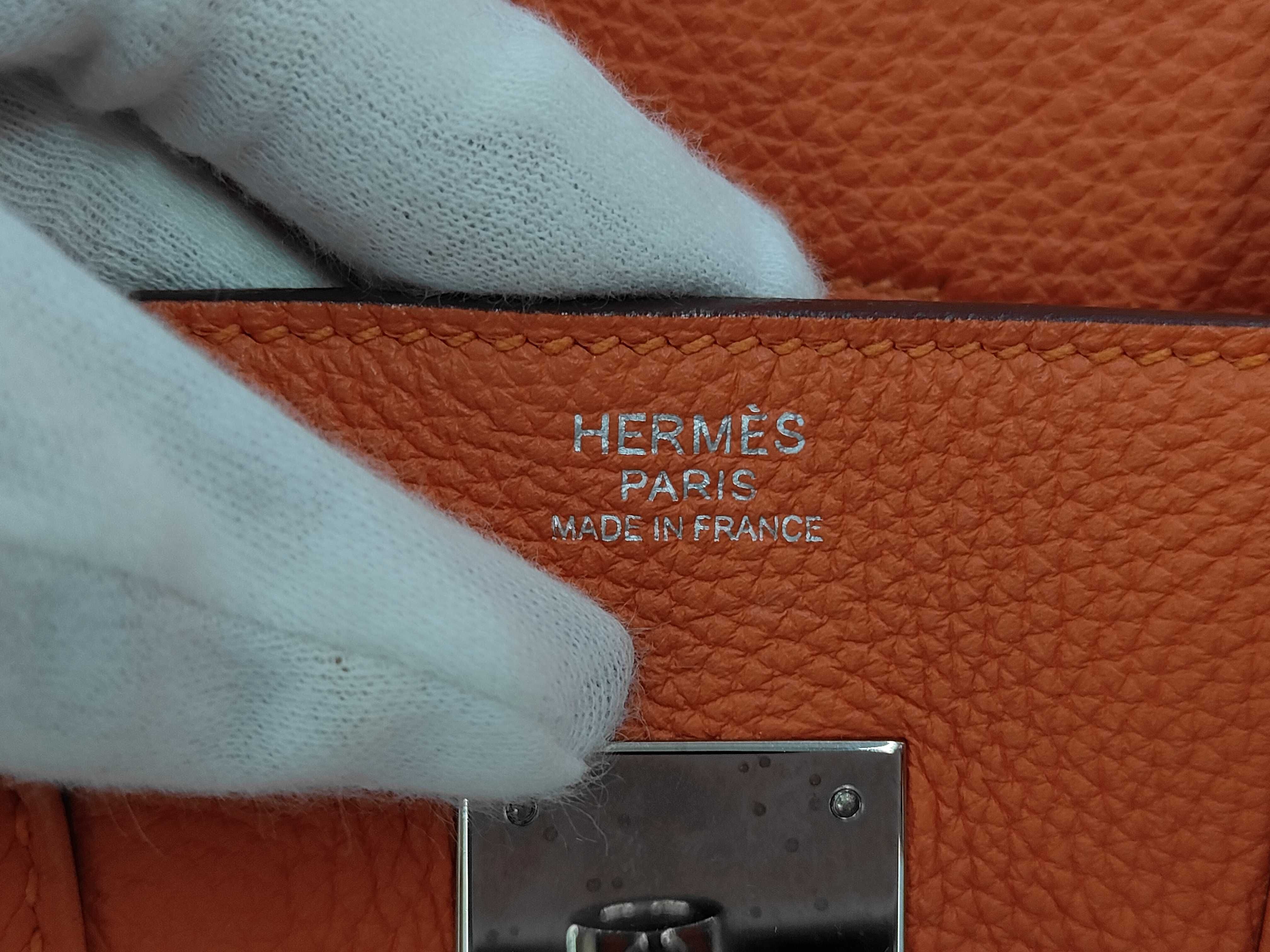 Birkin 30 Orange Silver Hardware T Stamp Handbag — view 10