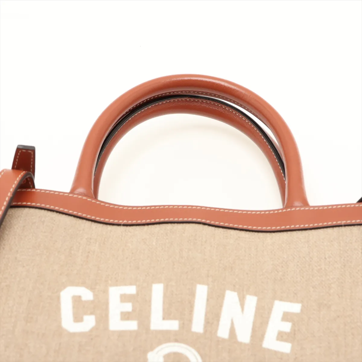 Vertical Cabas Canvas x Leather 2-Way Handbag Brown — view 6