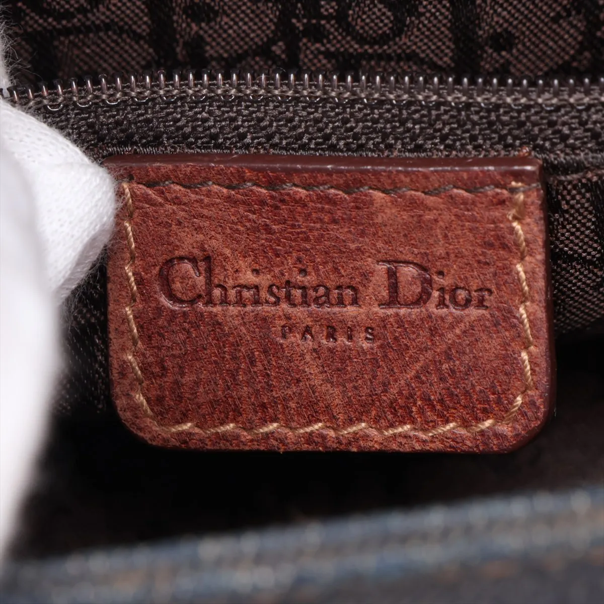 Street Chic Denim x Leather Shoulder Bag, Blue x Brown — view 12