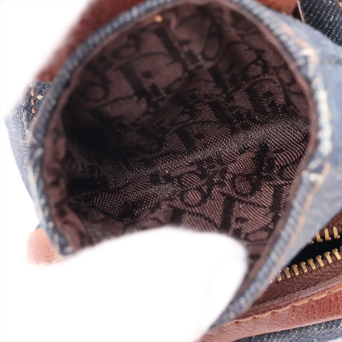 Street Chic Denim x Leather Shoulder Bag, Blue x Brown — view 10