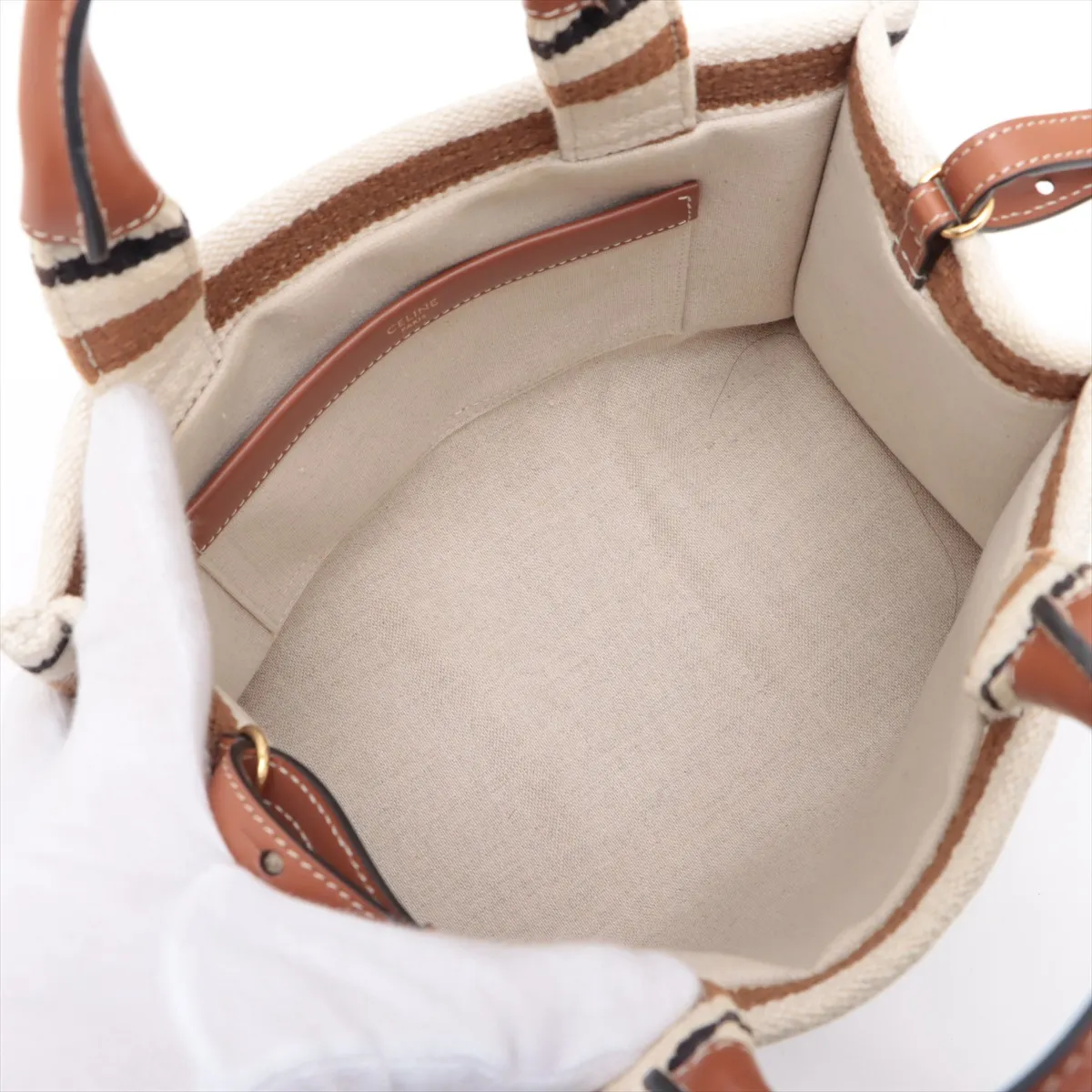 Cabataise Canvas x Leather 2-Way Handbag, Brown — view 8