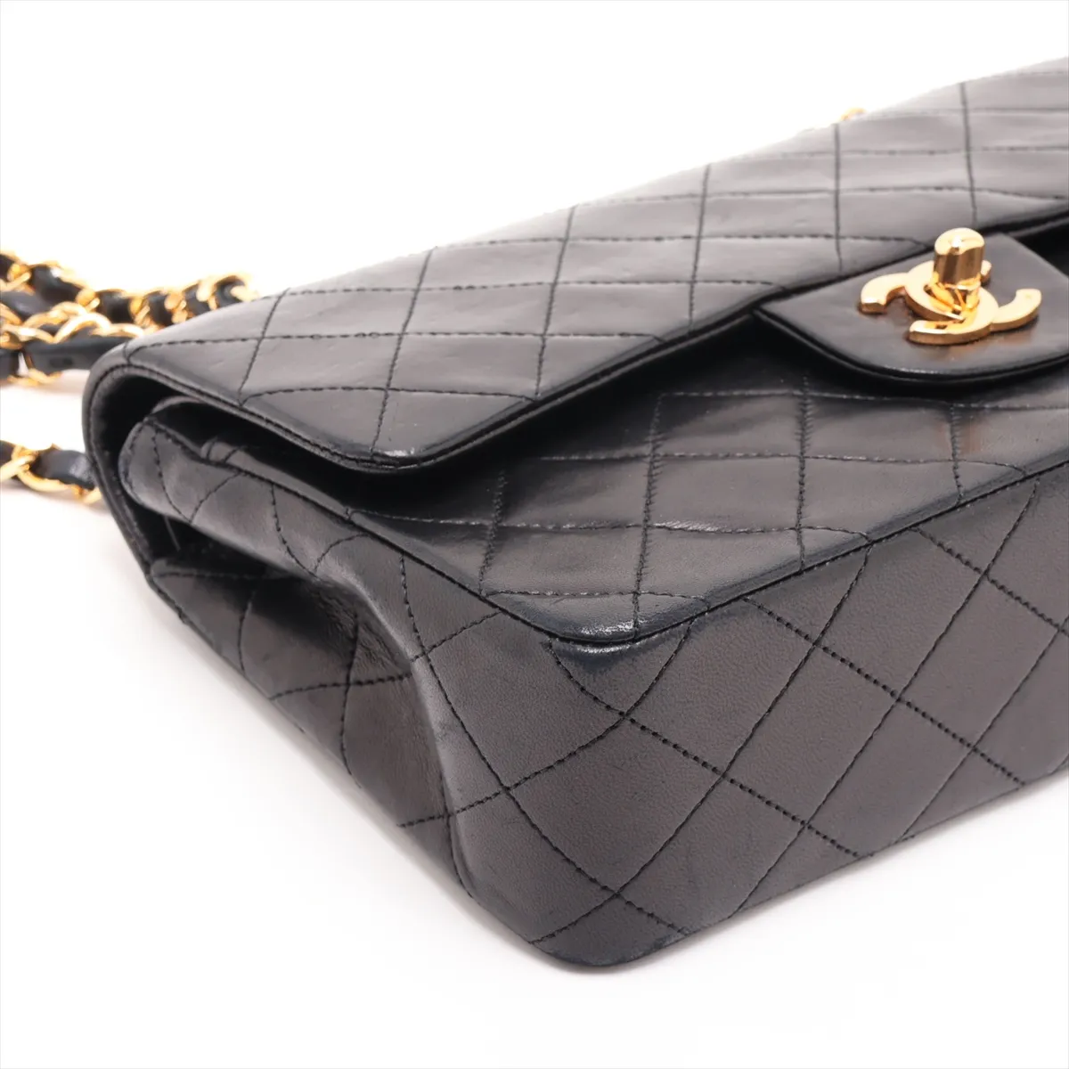 Matelassé 25 Lambskin Double Flap Double Chain Bag, Black with Gold Hardware, 0859482, Serial Number 0-series, A01112 — view 4