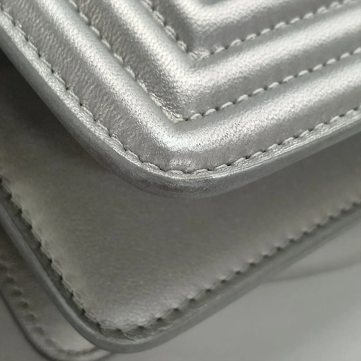 Boy Chanel 20 Small Lambskin x Vinyl Chain Shoulder Bag, Silver x Blue, Silver Hardware, 25909917, Serial Number 25-series, A67085 — view 10