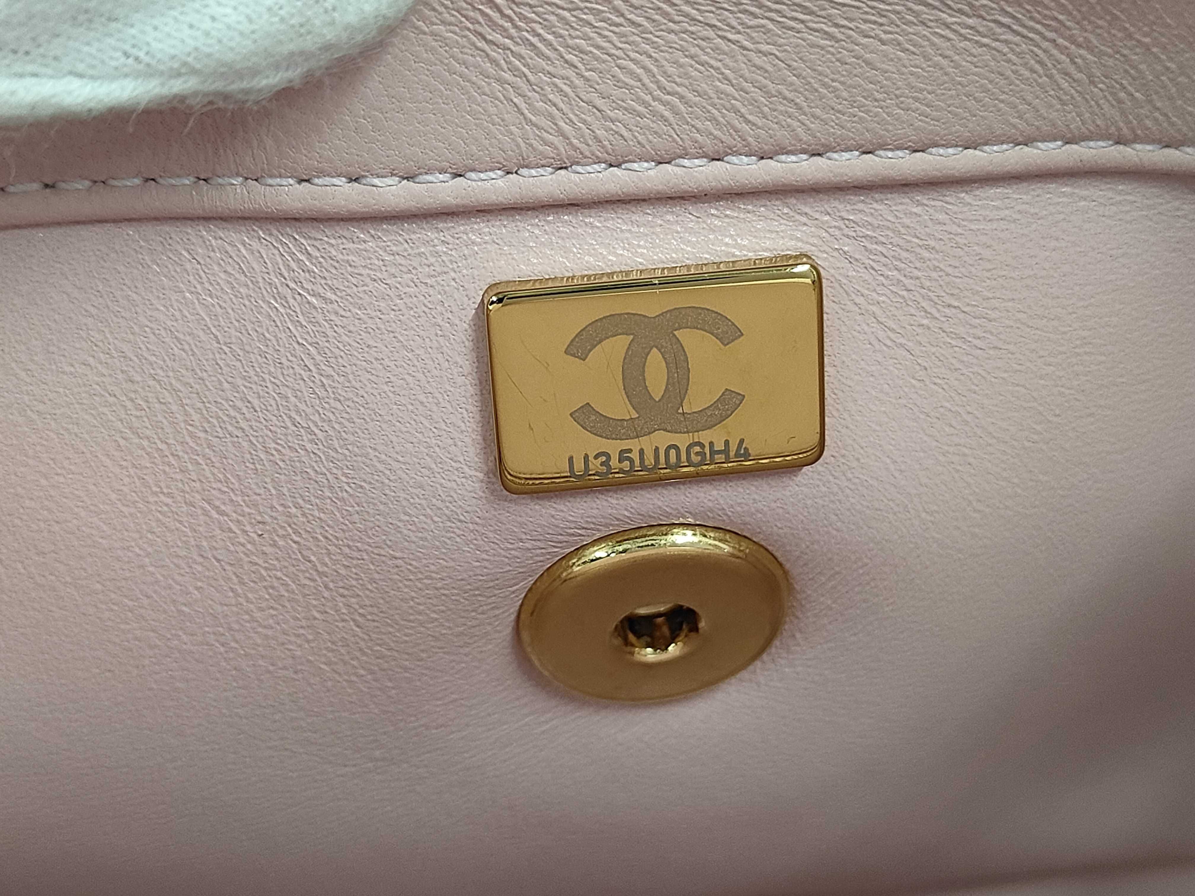 Lambskin Matelassé Mini Flap Chain Shoulder Bag with IC Plate, Pink Shoulder Bag — view 10