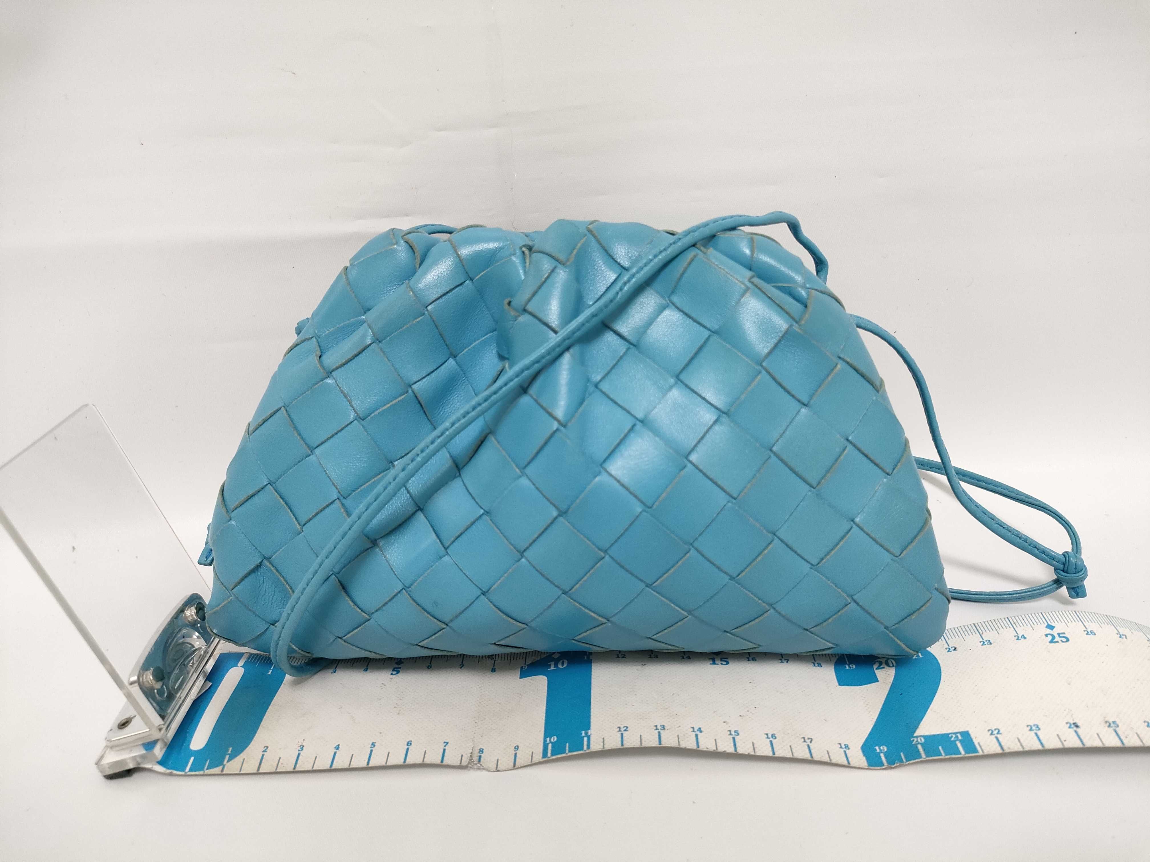 Intrecciato Mini The Pouch Leather Shoulder Bag Blue Shoulder Bag — view 2