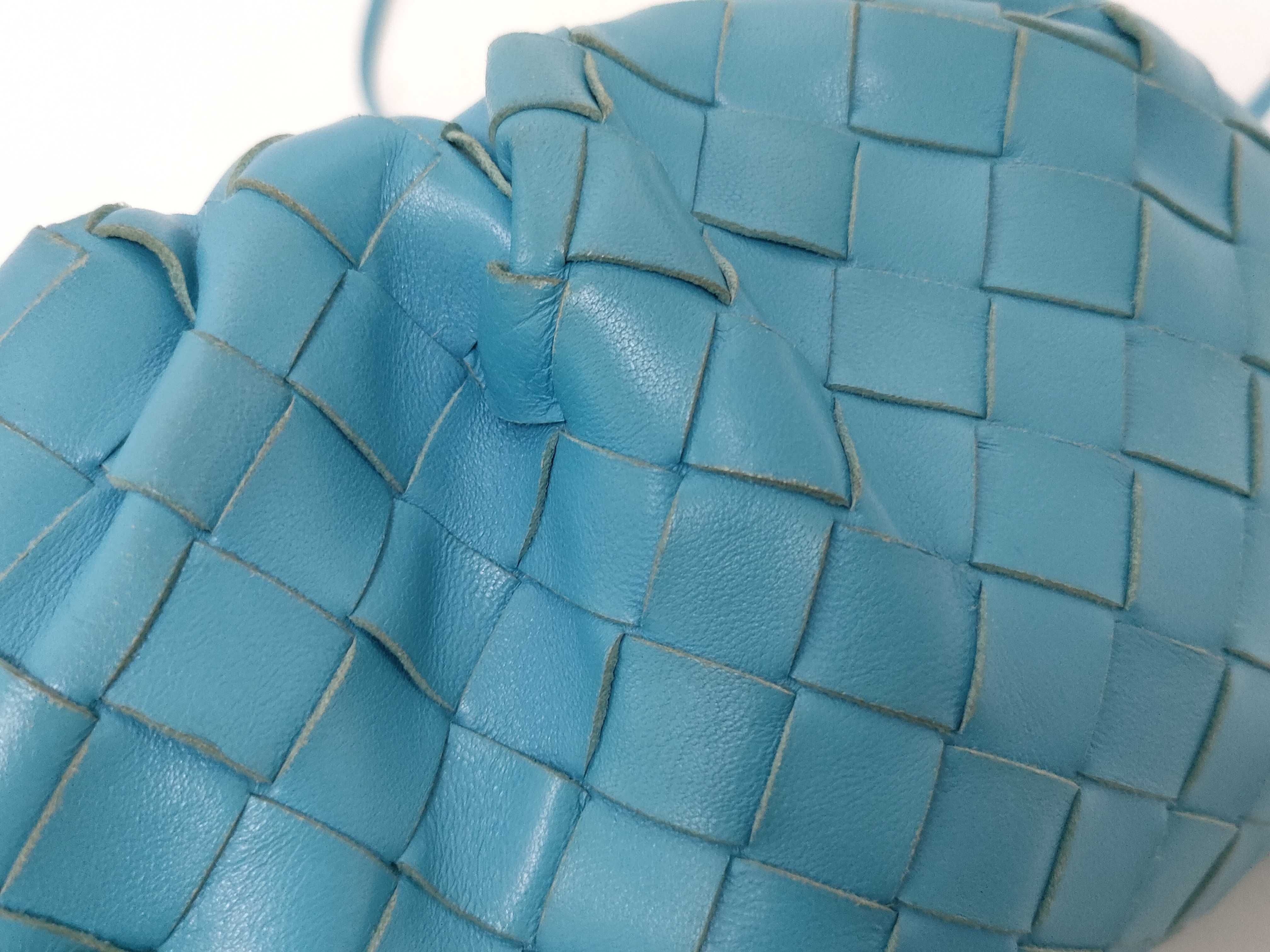 Intrecciato Mini The Pouch Leather Shoulder Bag Blue Shoulder Bag — view 6