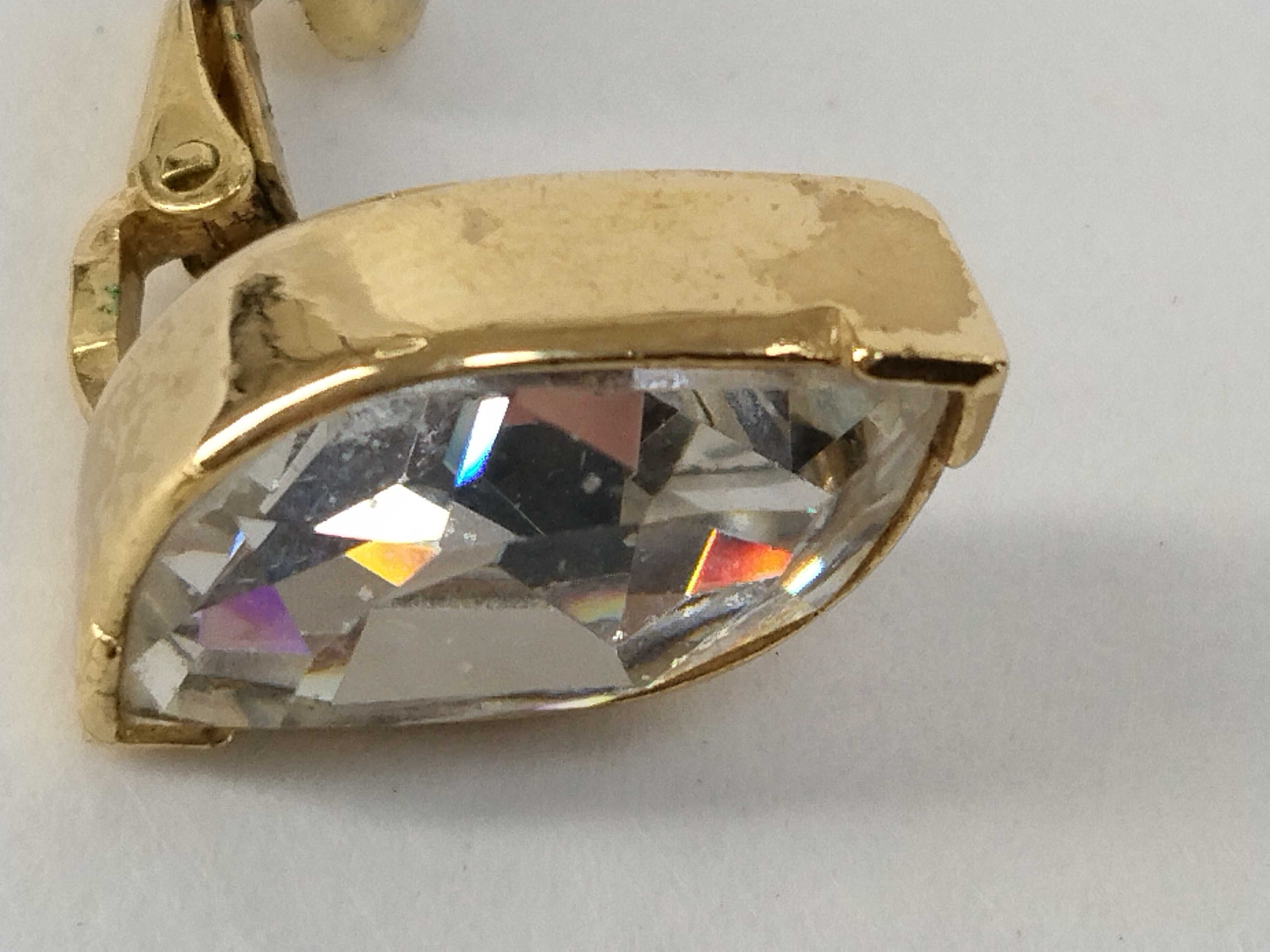 Vintage Crystal Gold Earrings — view 9