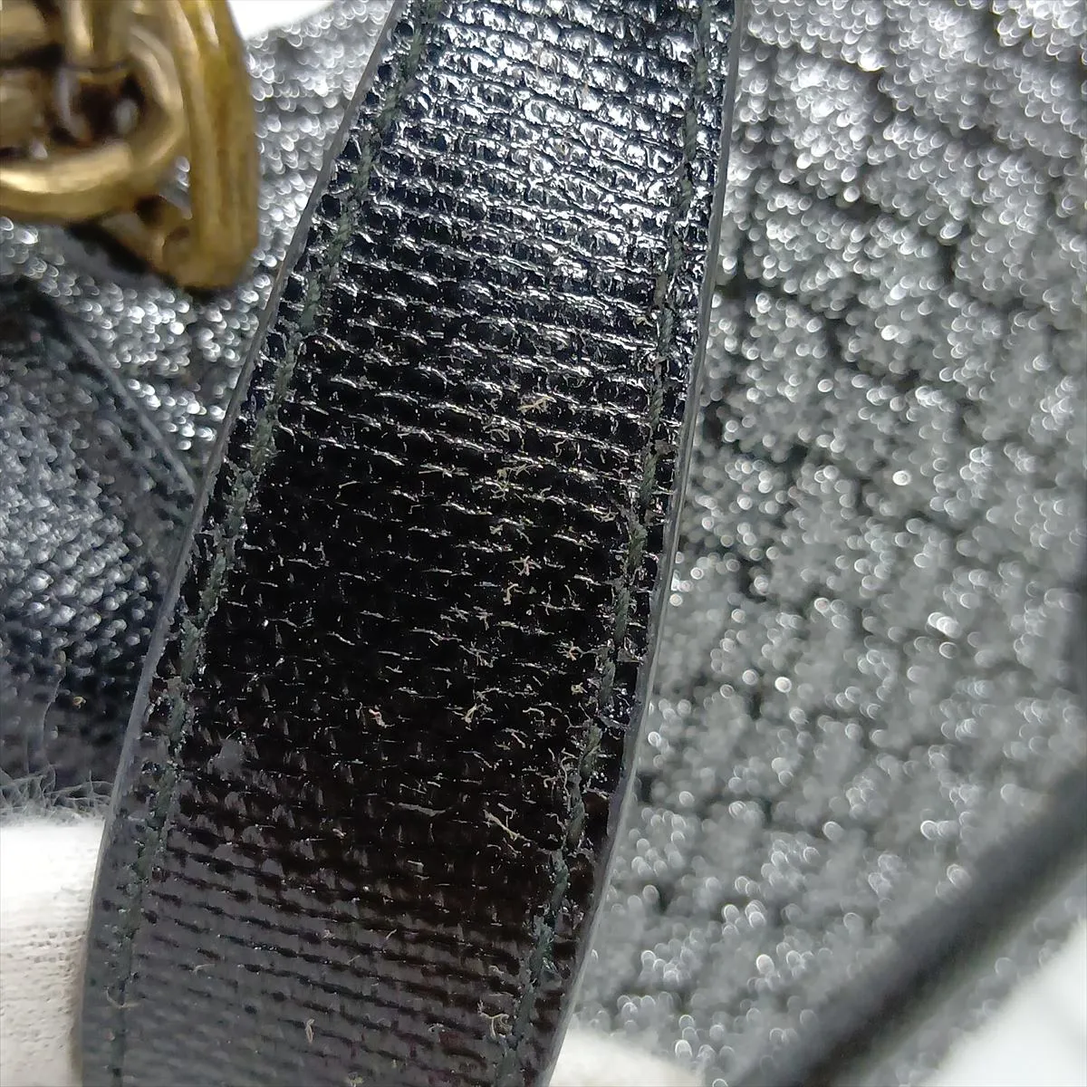 Intrecciato Olympia Knot Canvas x Leather Chain Shoulder Bag, Black x Silver, with Mirror — view 12
