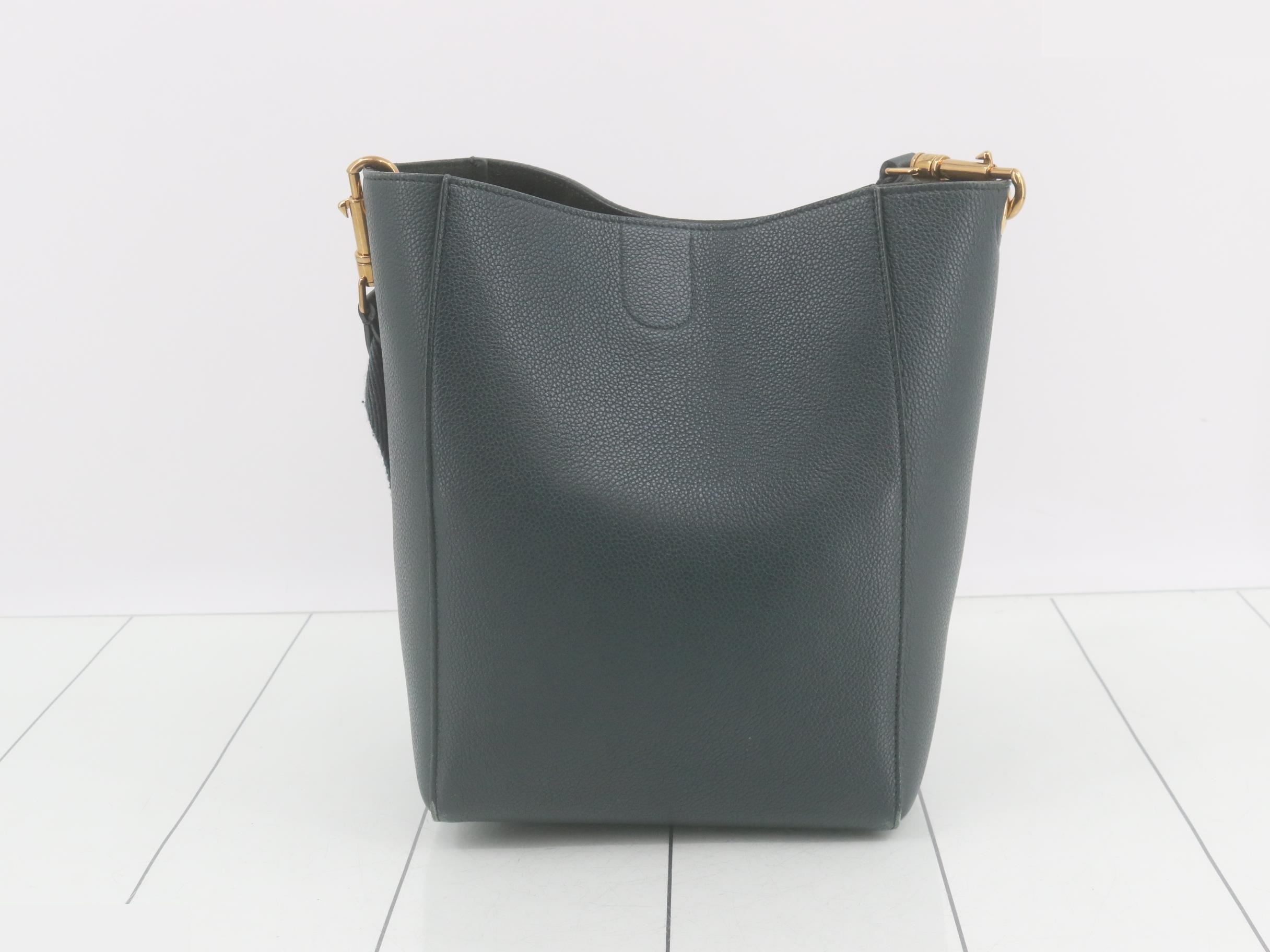 Sosangle Leather Shoulder Bag, Dark Green — view 2