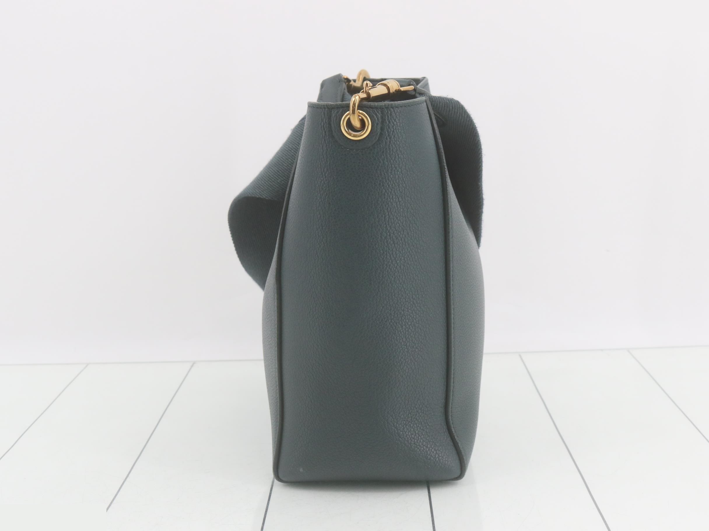 Sosangle Leather Shoulder Bag, Dark Green — view 4