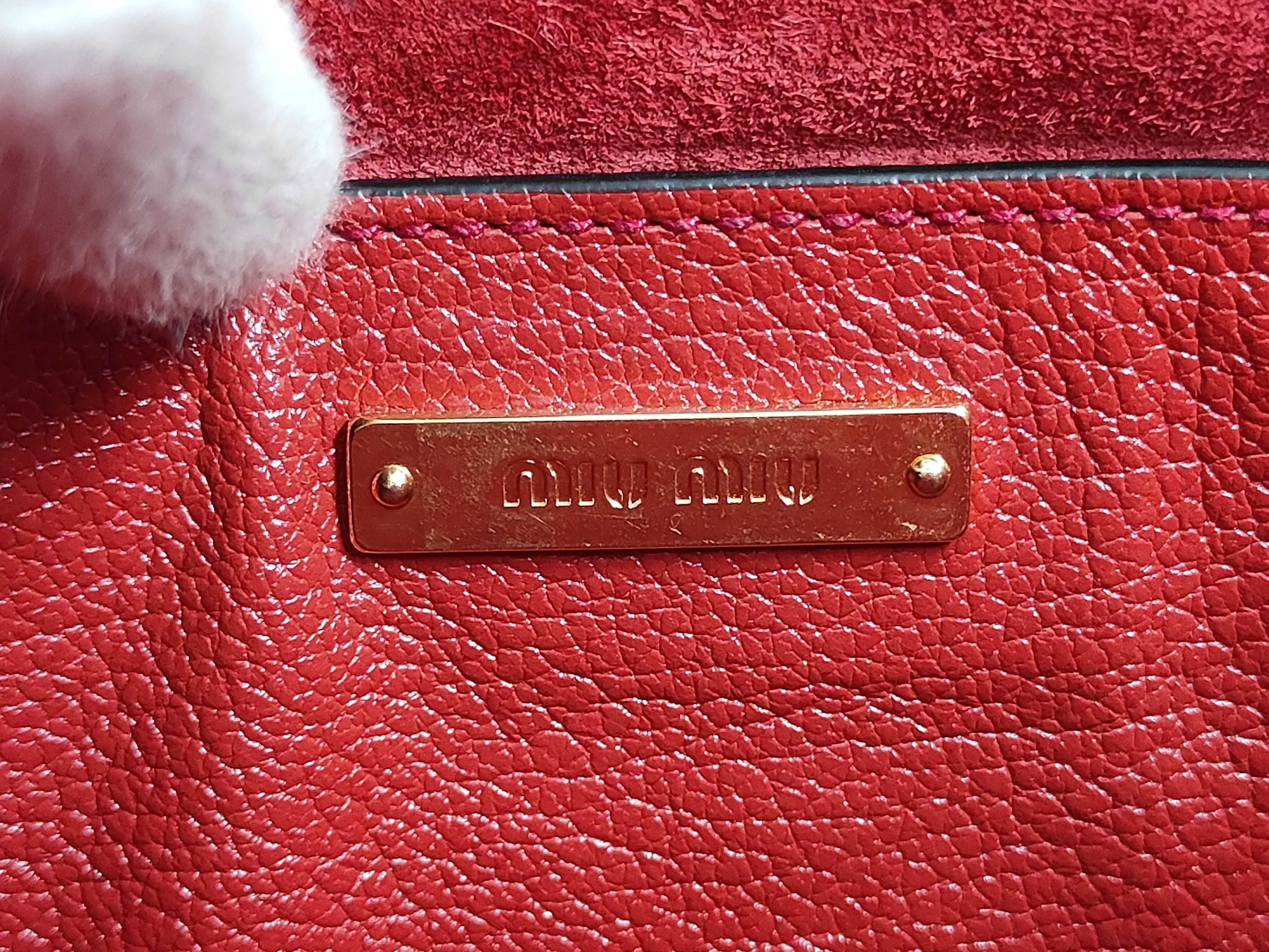 Leather Red 2-Way Handbag with Stitching Tag — view 11