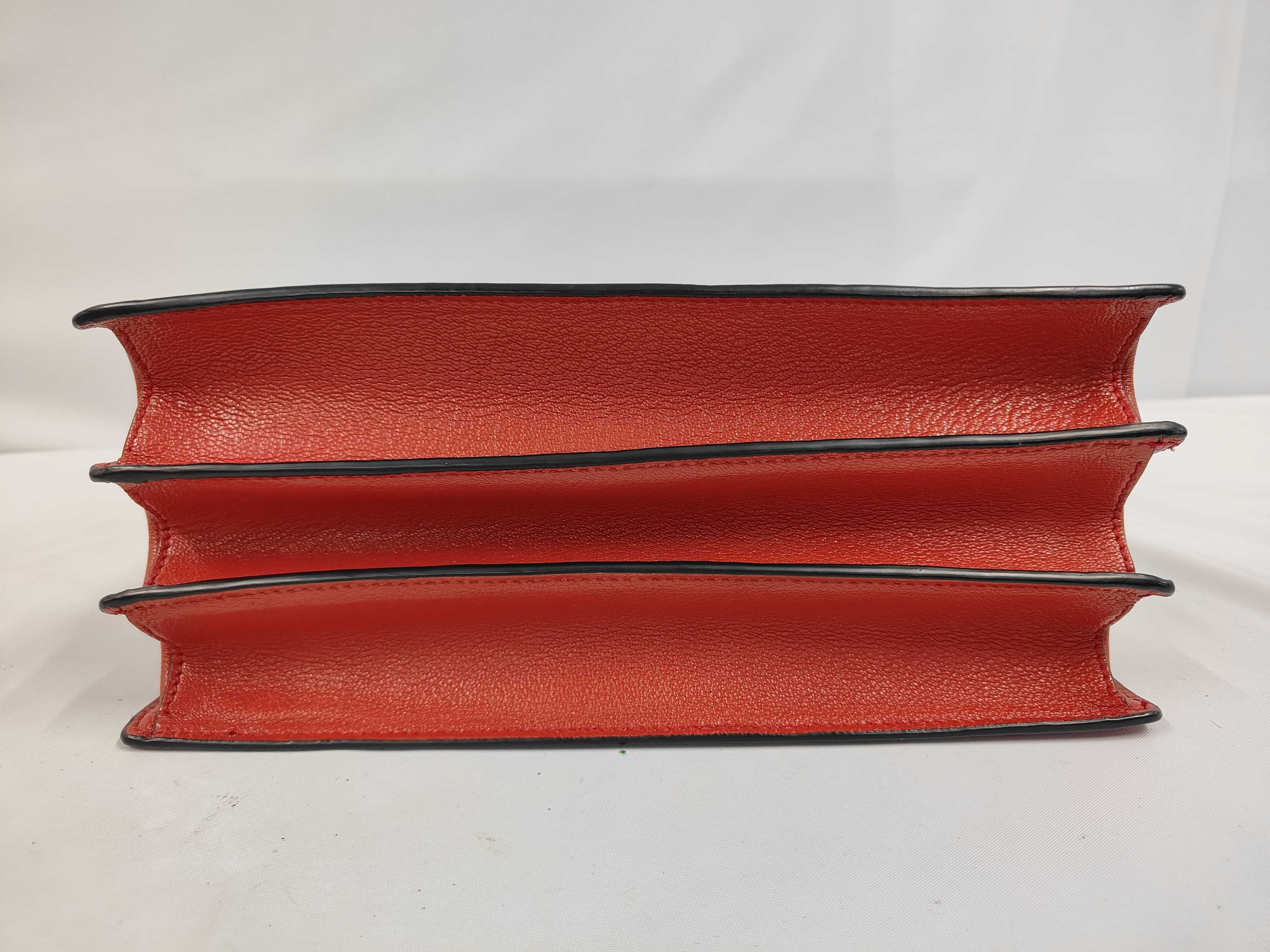 Leather Red 2-Way Handbag with Stitching Tag — view 3