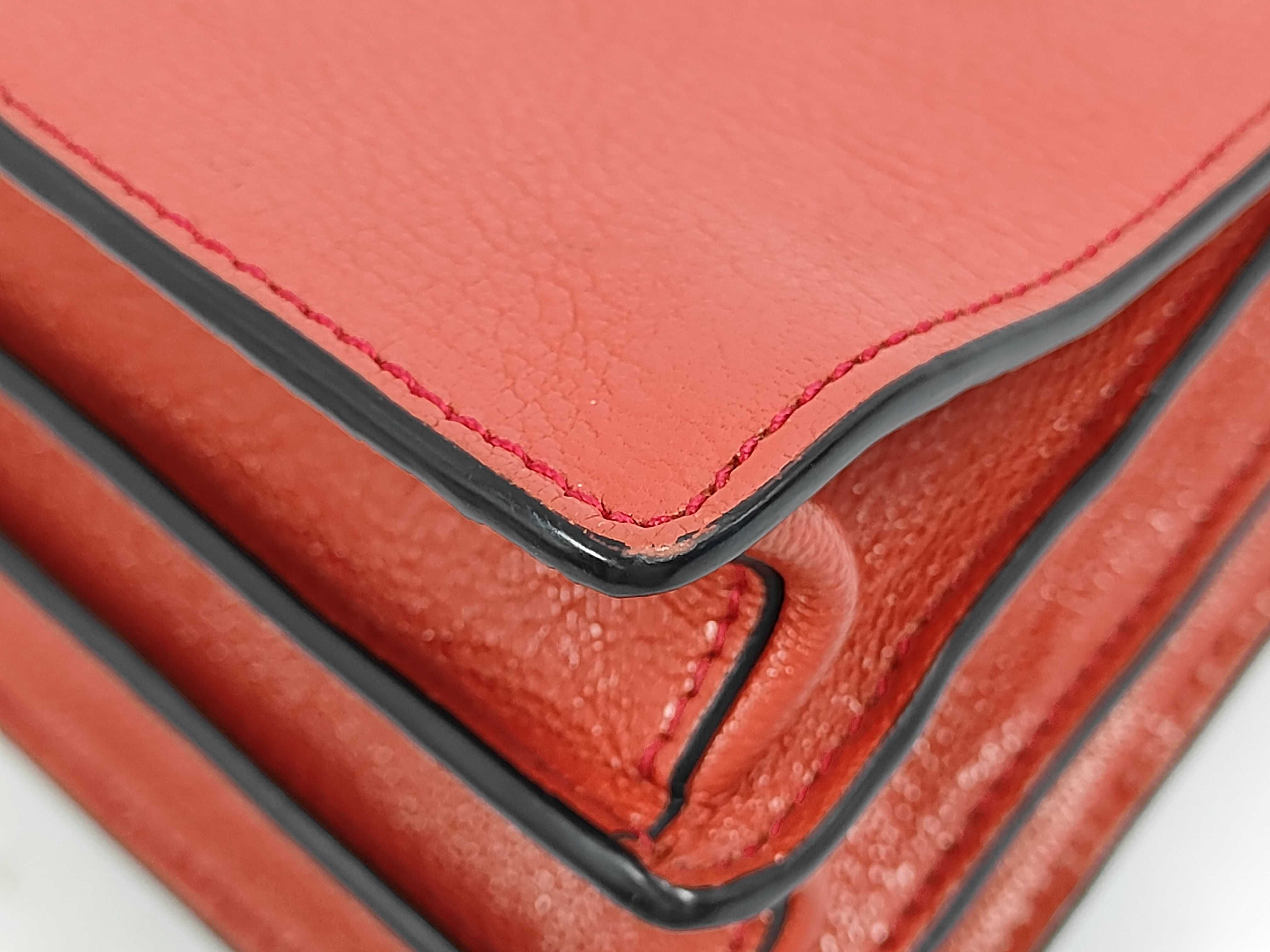 Leather Red 2-Way Handbag with Stitching Tag — view 4
