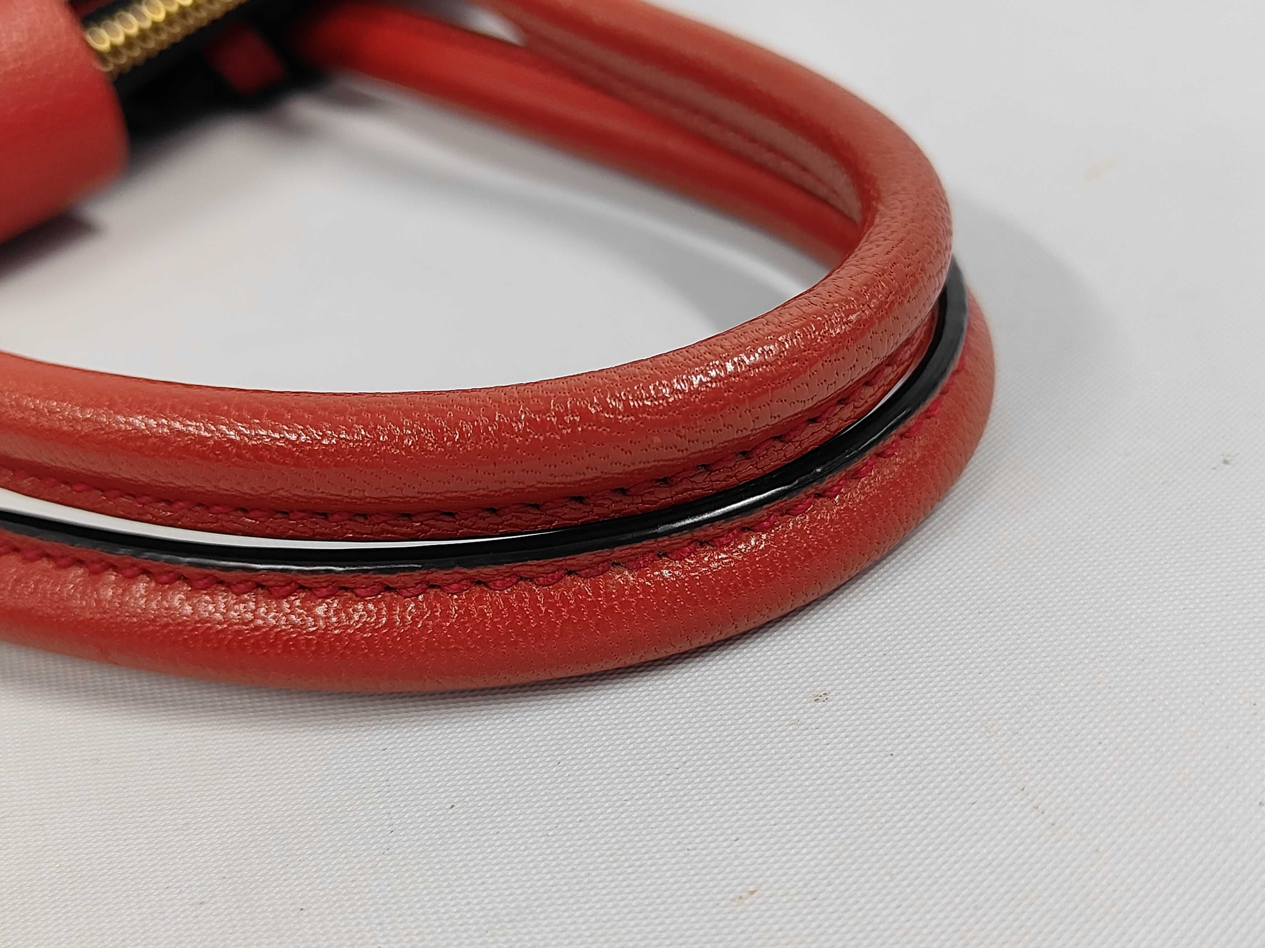 Leather Red 2-Way Handbag with Stitching Tag — view 5