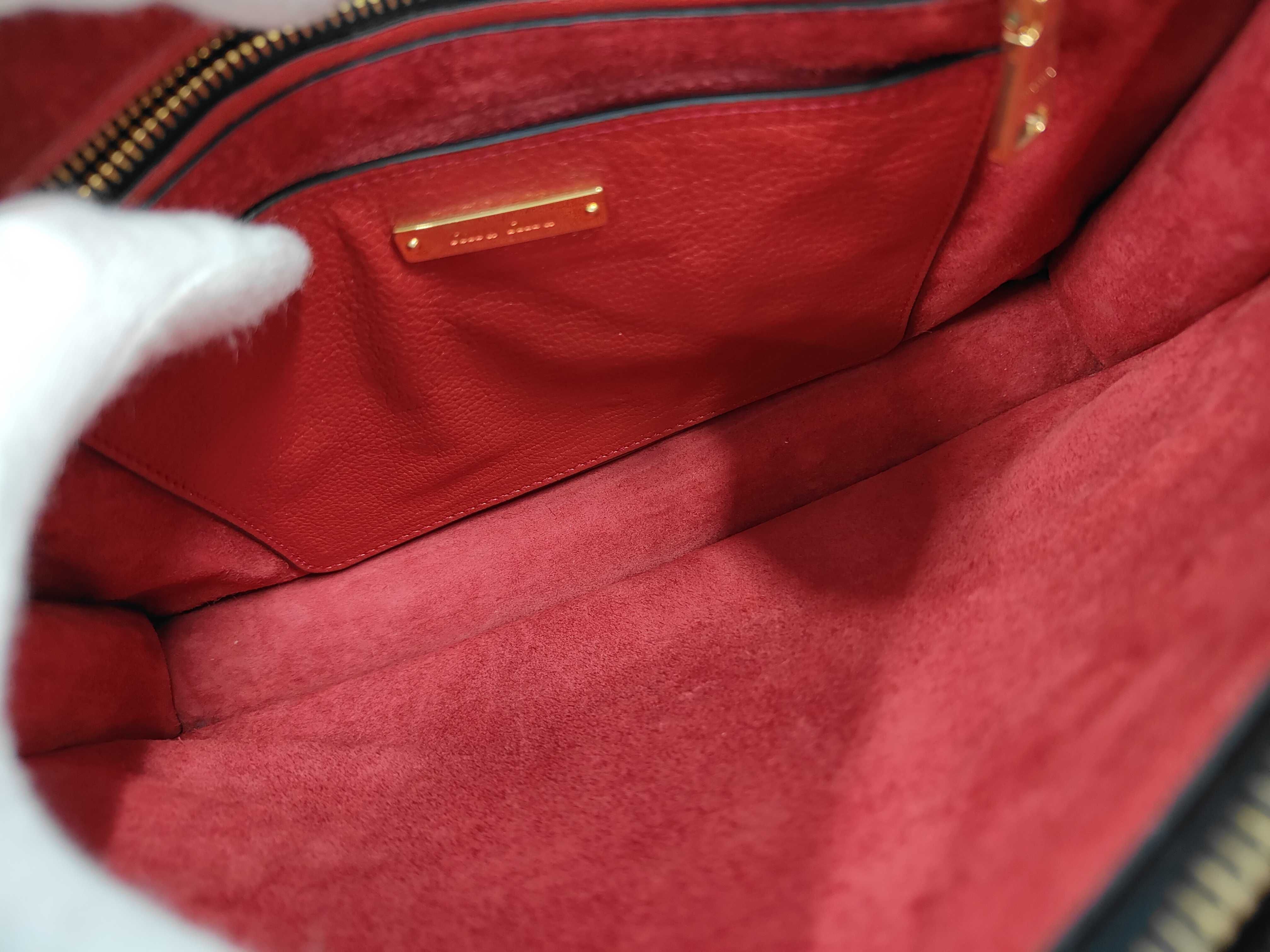 Leather Red 2-Way Handbag with Stitching Tag — view 10