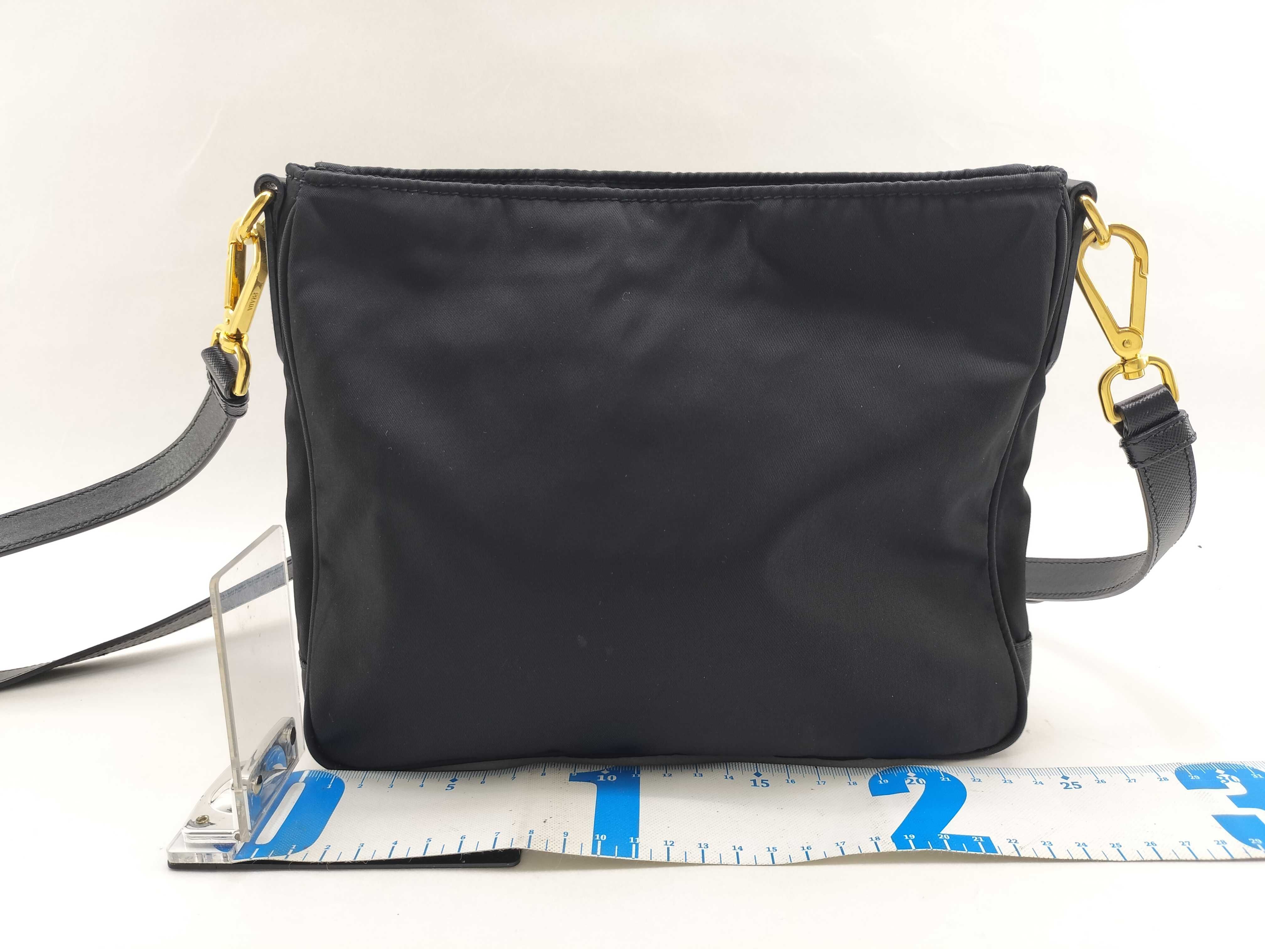 nylon shoulder bag, black nylon bag. — view 2