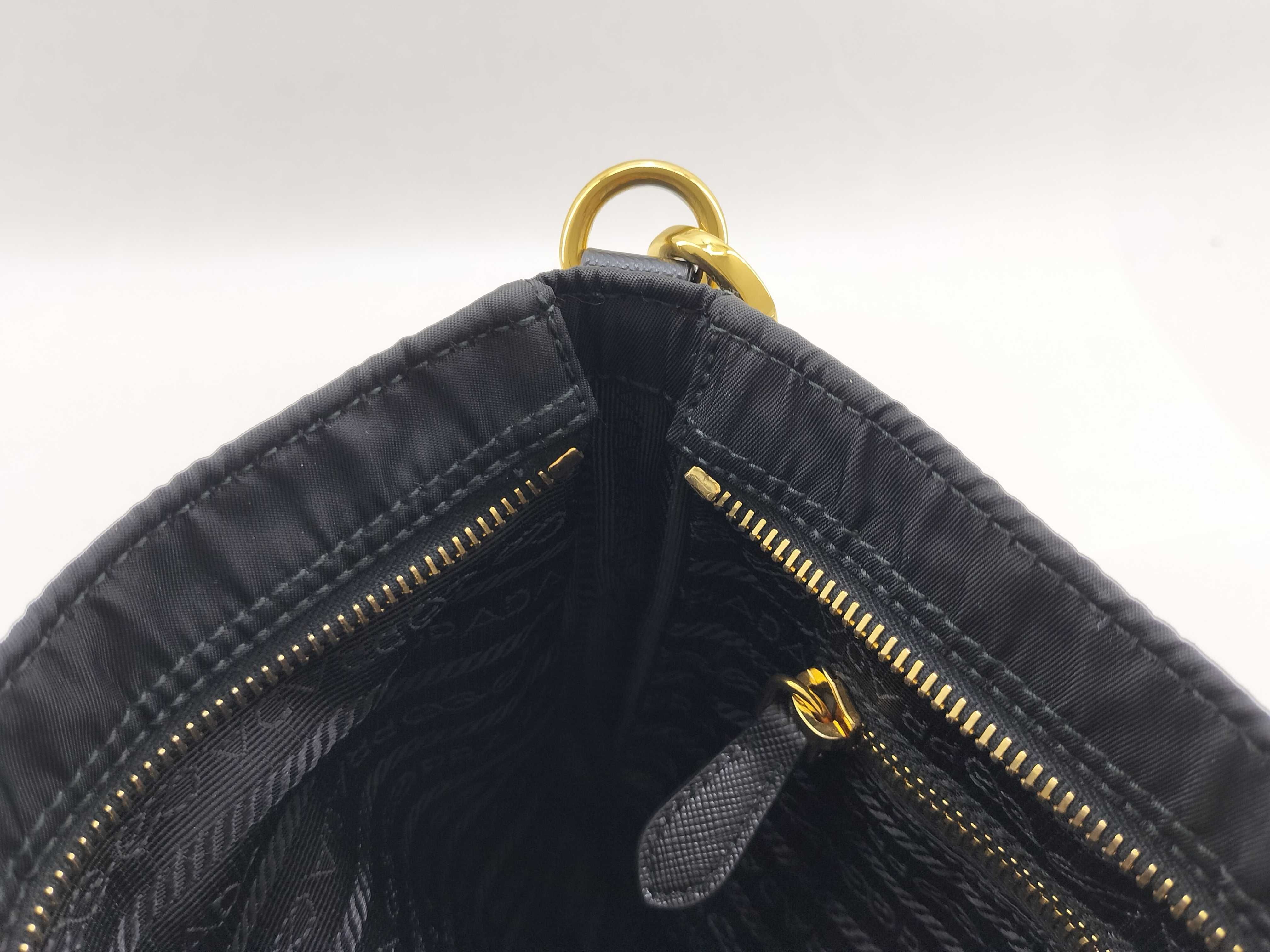 nylon shoulder bag, black nylon bag. — view 13