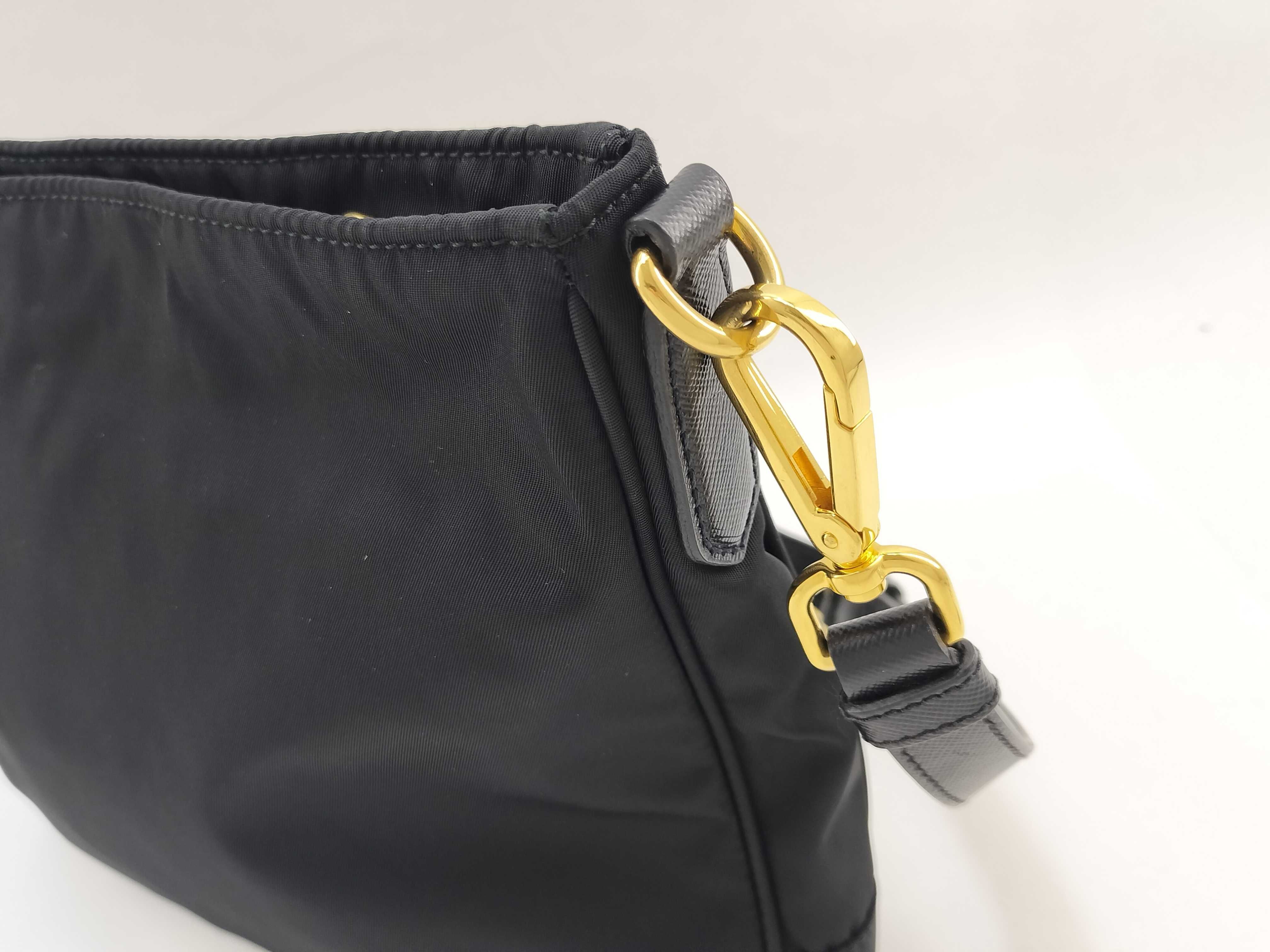 nylon shoulder bag, black nylon bag. — view 3