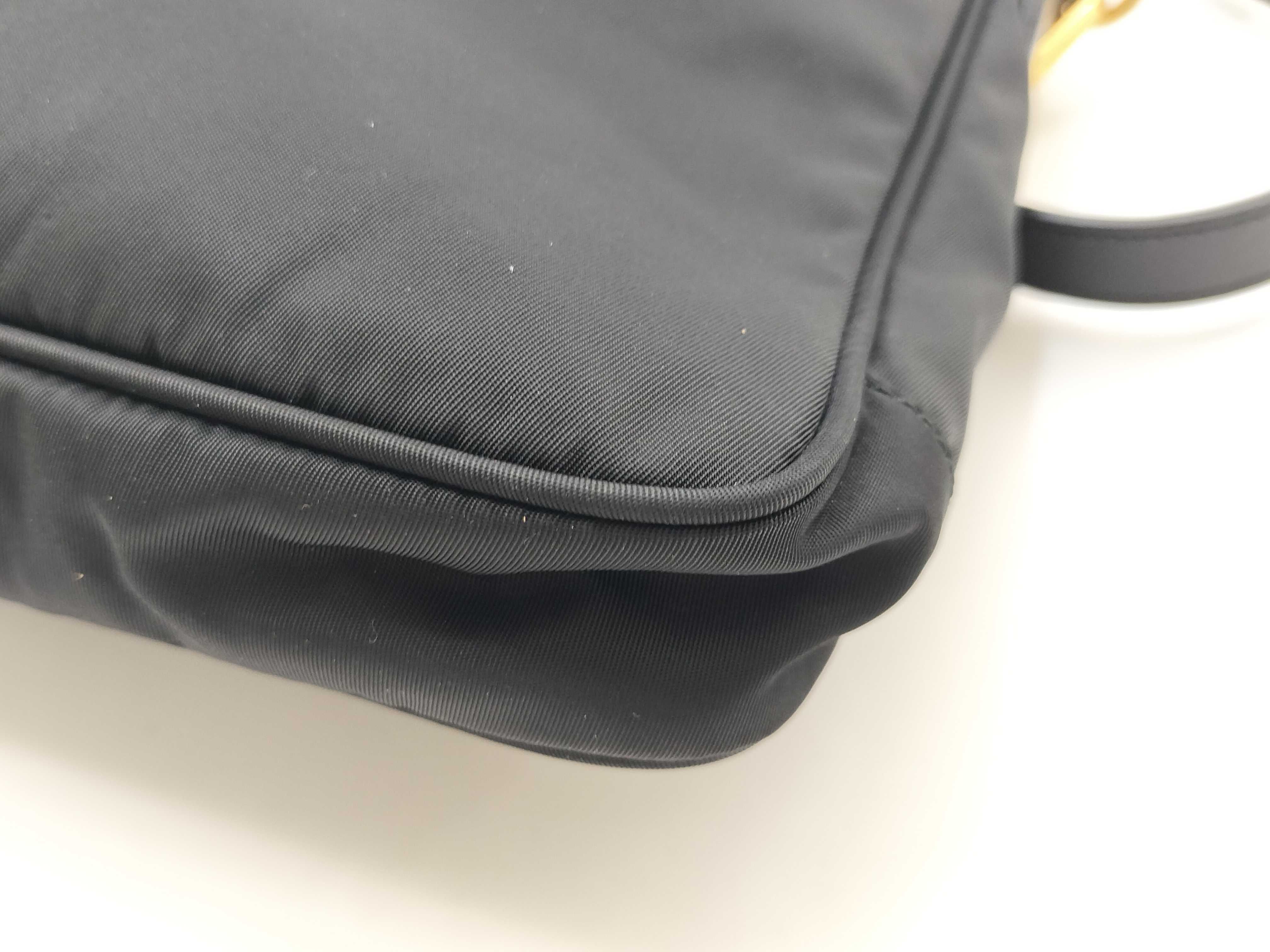 nylon shoulder bag, black nylon bag. — view 7