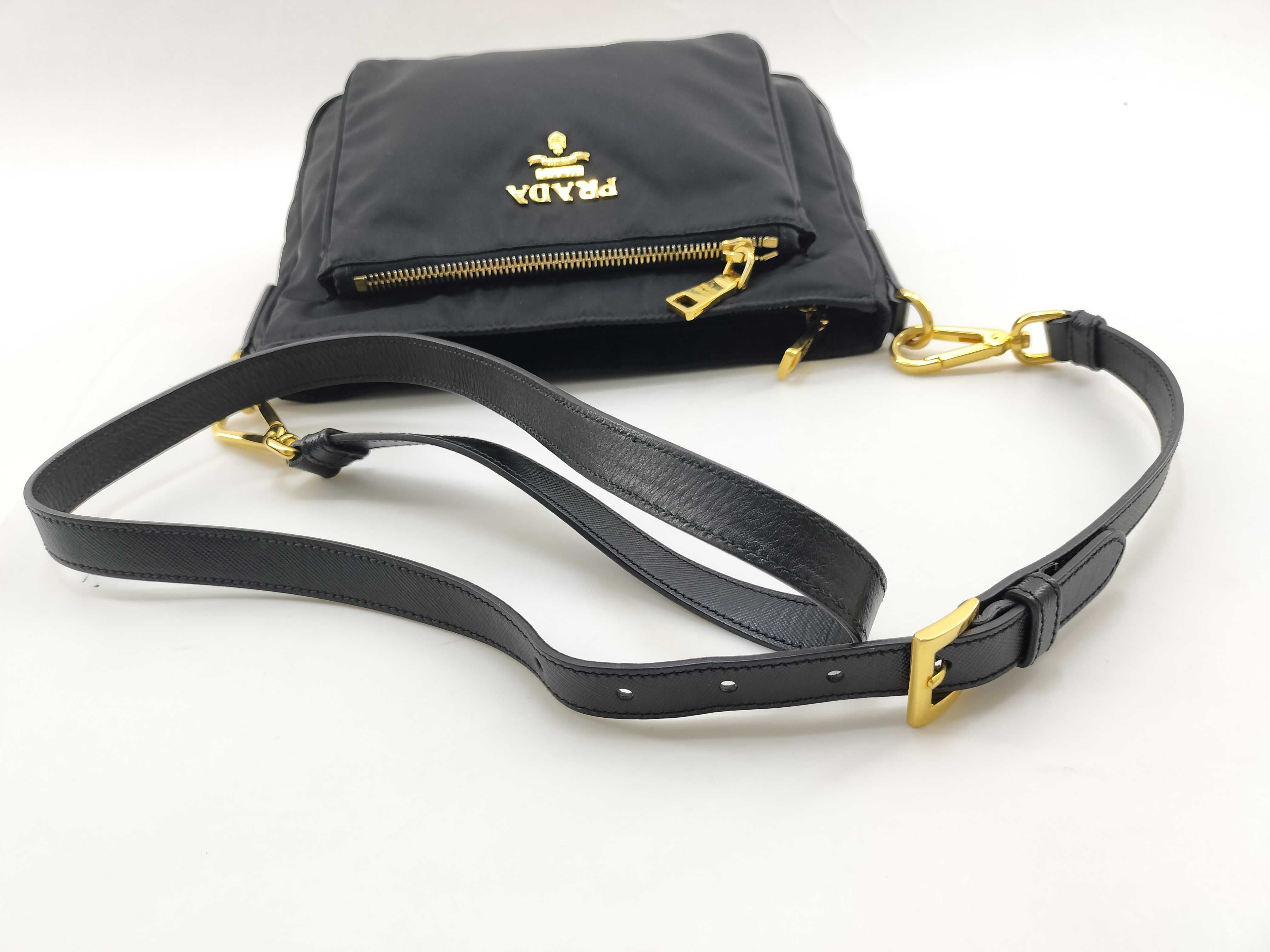 nylon shoulder bag, black nylon bag. — view 8