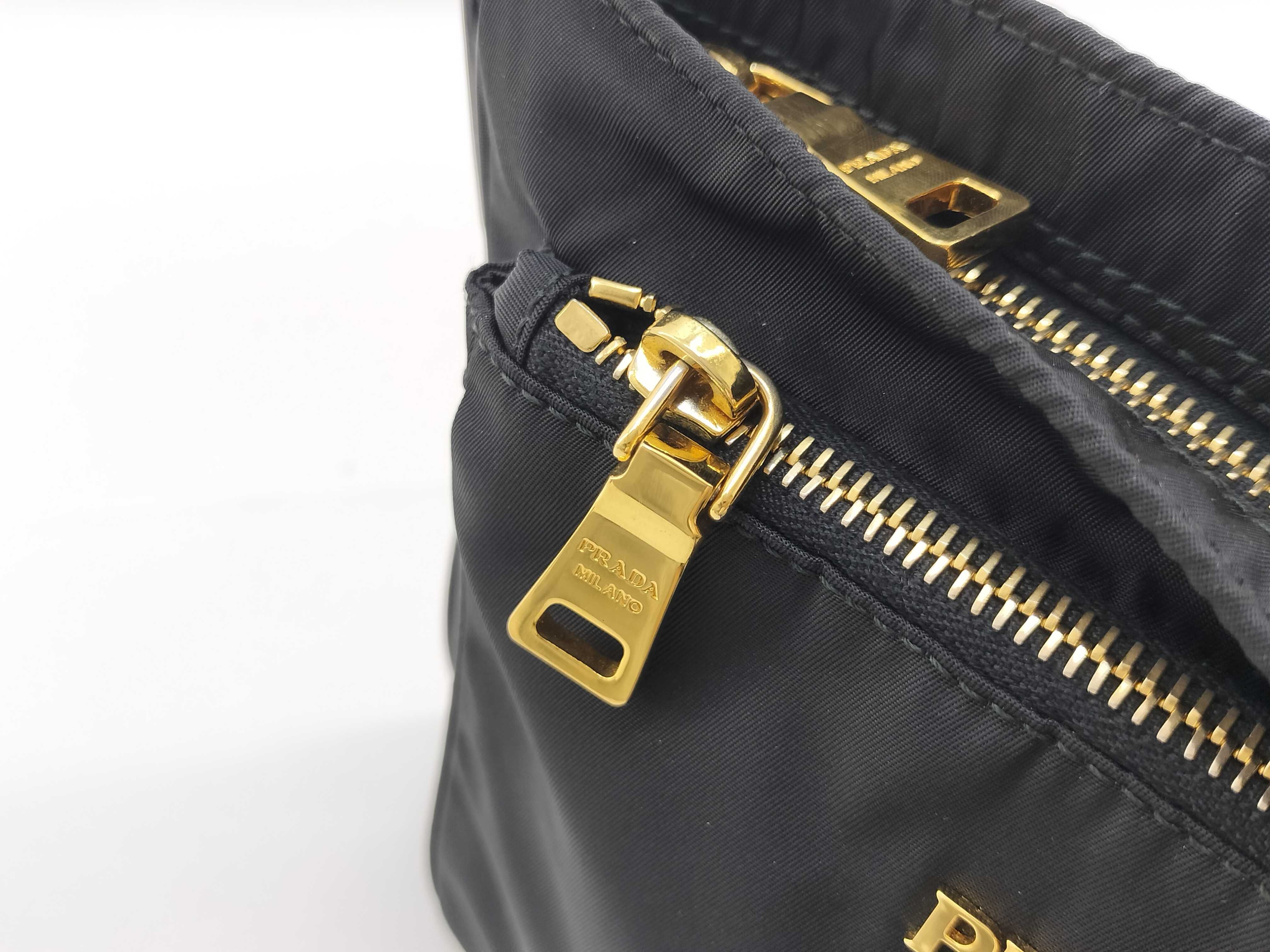 nylon shoulder bag, black nylon bag. — view 10