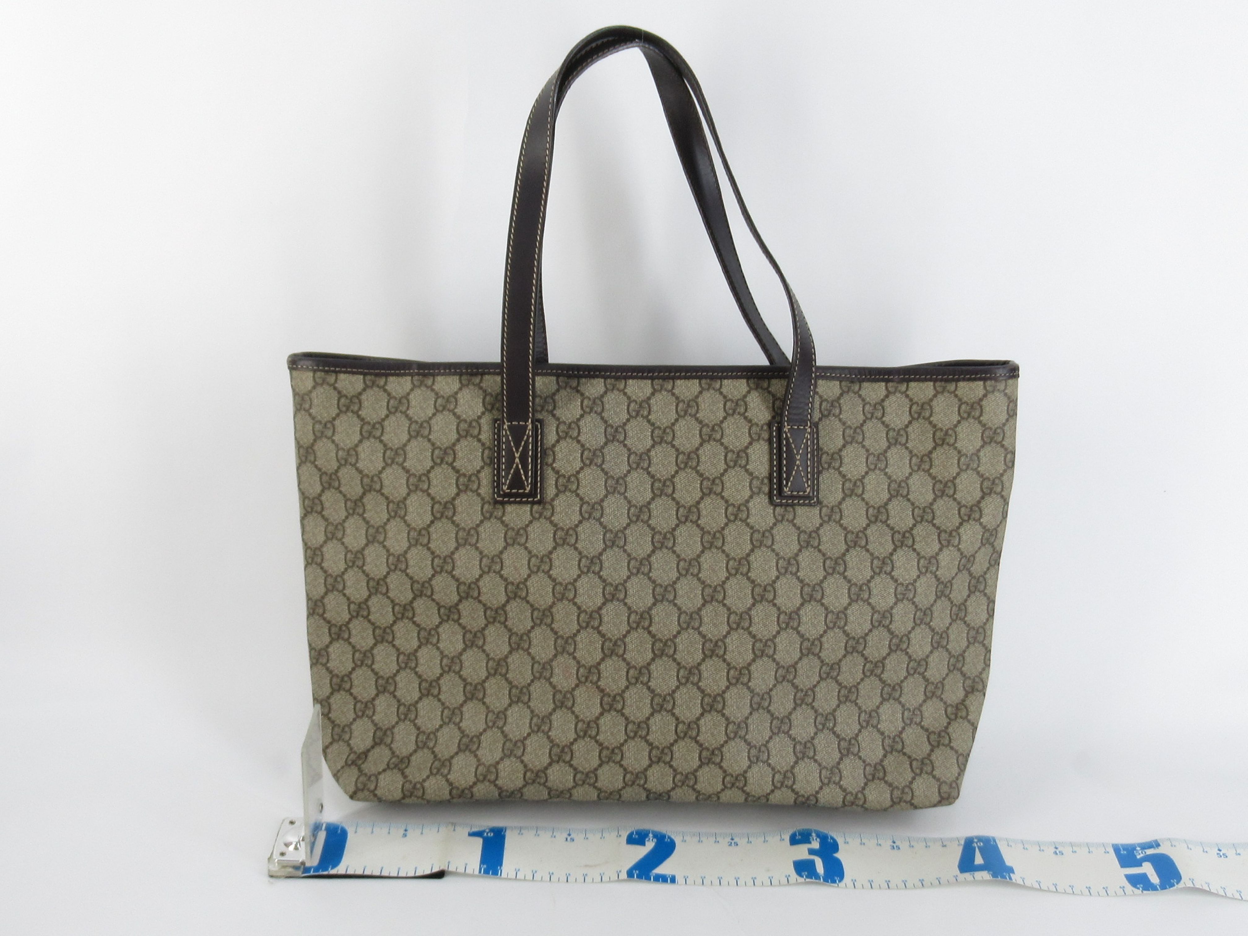 GG Supreme PVC x Leather Tote Bag, Beige, 211137 (Peeling/Deterioration) — view 2