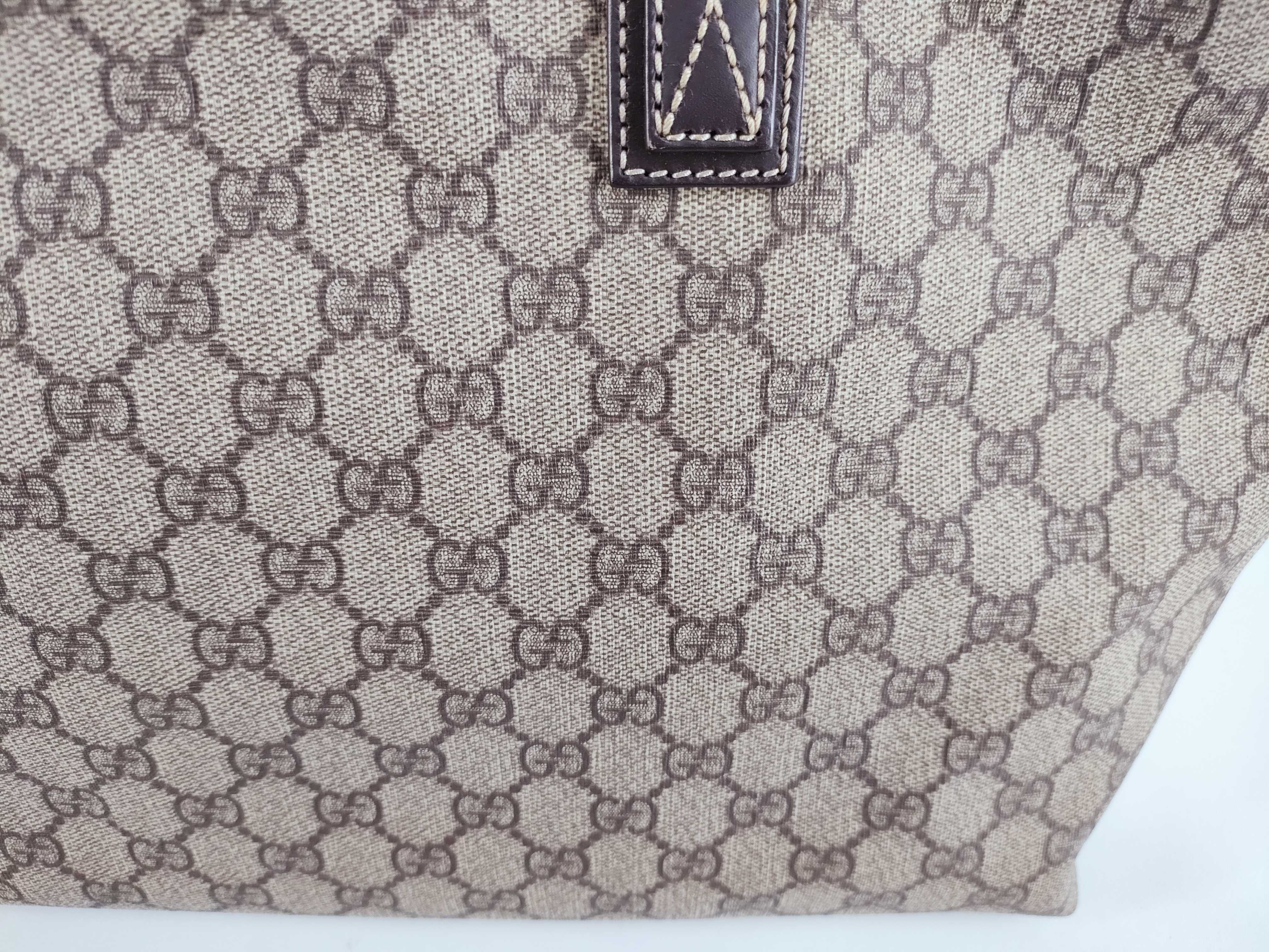 GG Supreme PVC x Leather Tote Bag, Beige, 211137 (Peeling/Deterioration) — view 14