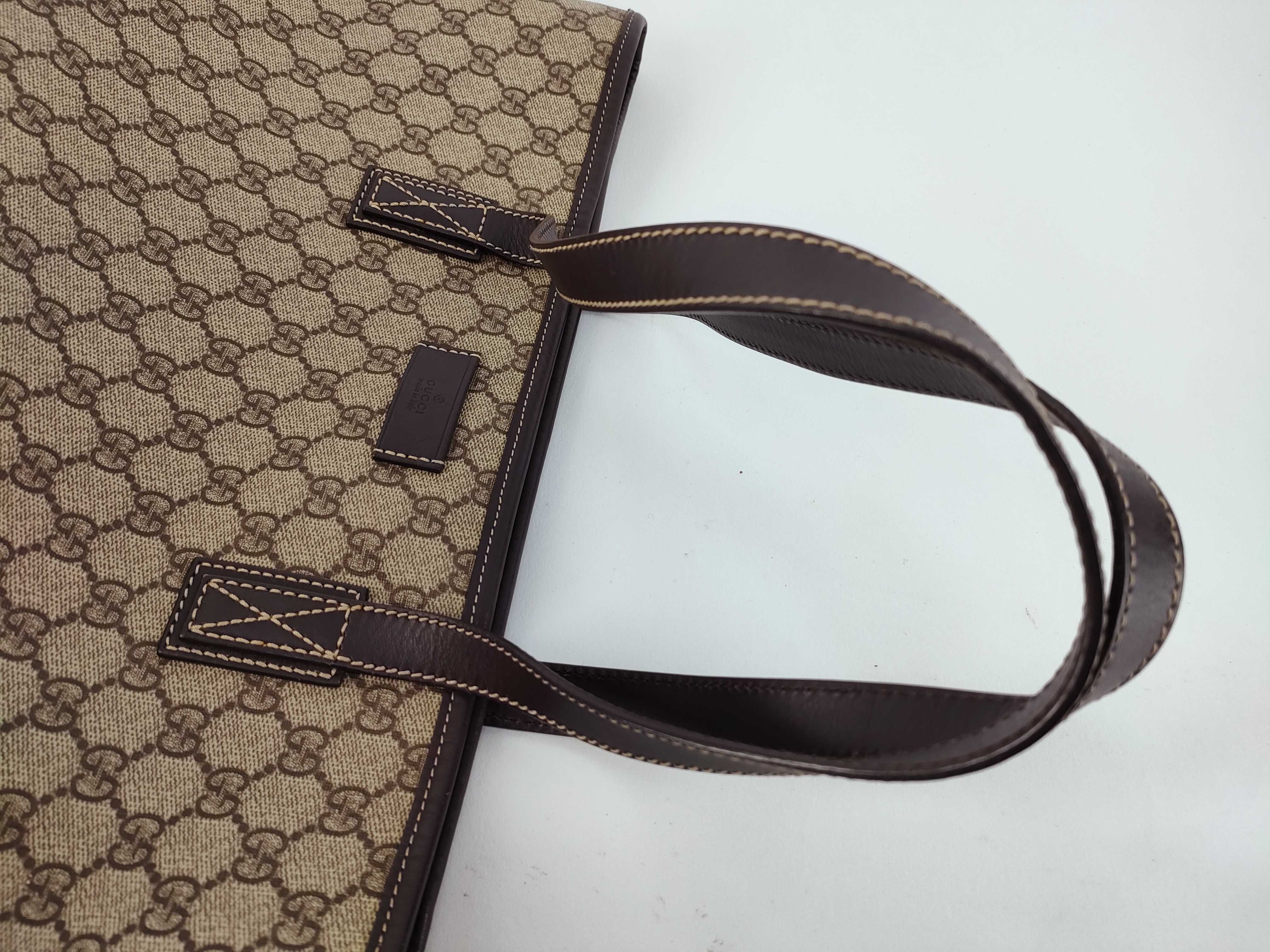 GG Supreme PVC x Leather Tote Bag, Beige, 211137 (Peeling/Deterioration) — view 3