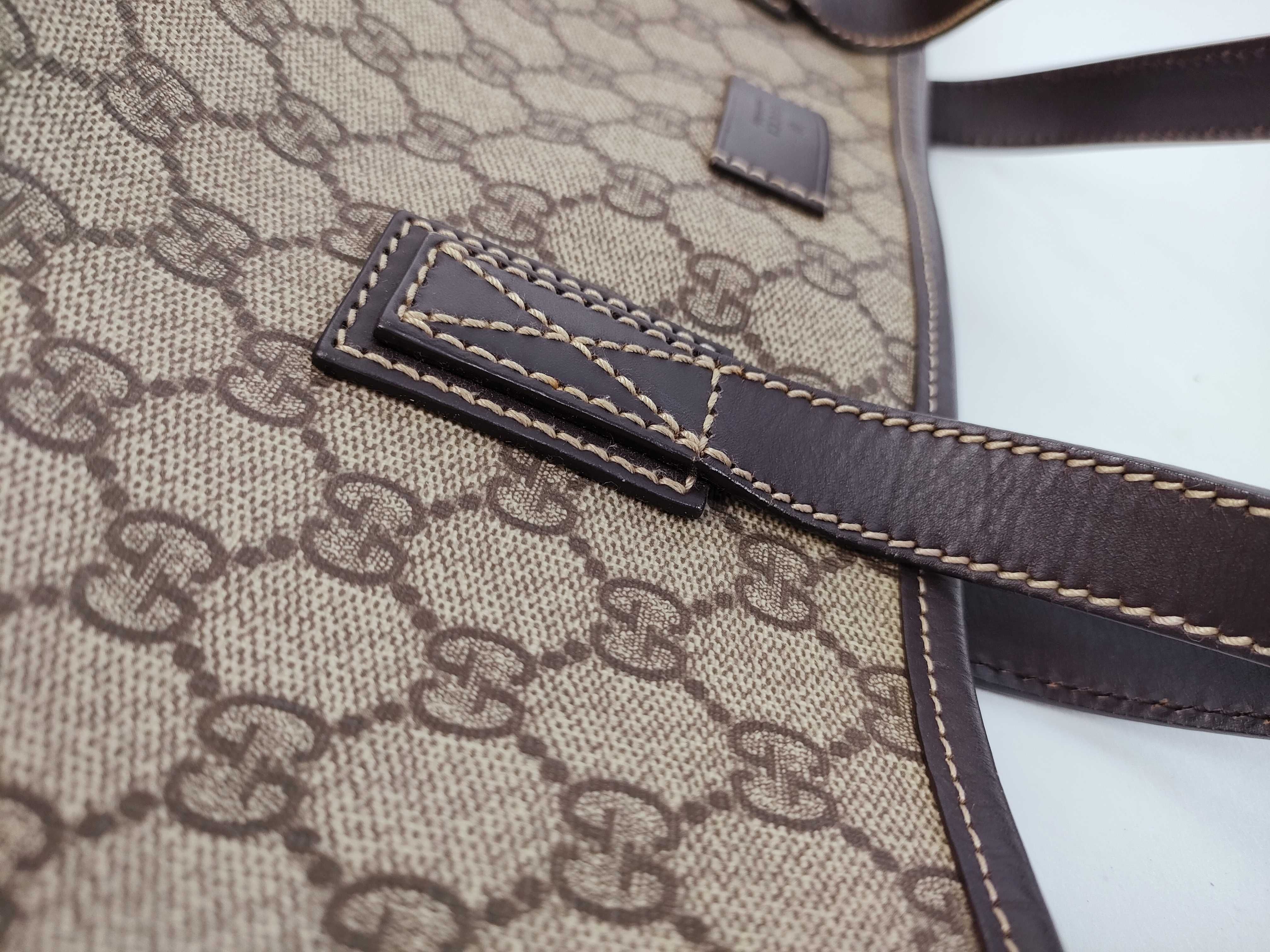 GG Supreme PVC x Leather Tote Bag, Beige, 211137 (Peeling/Deterioration) — view 5