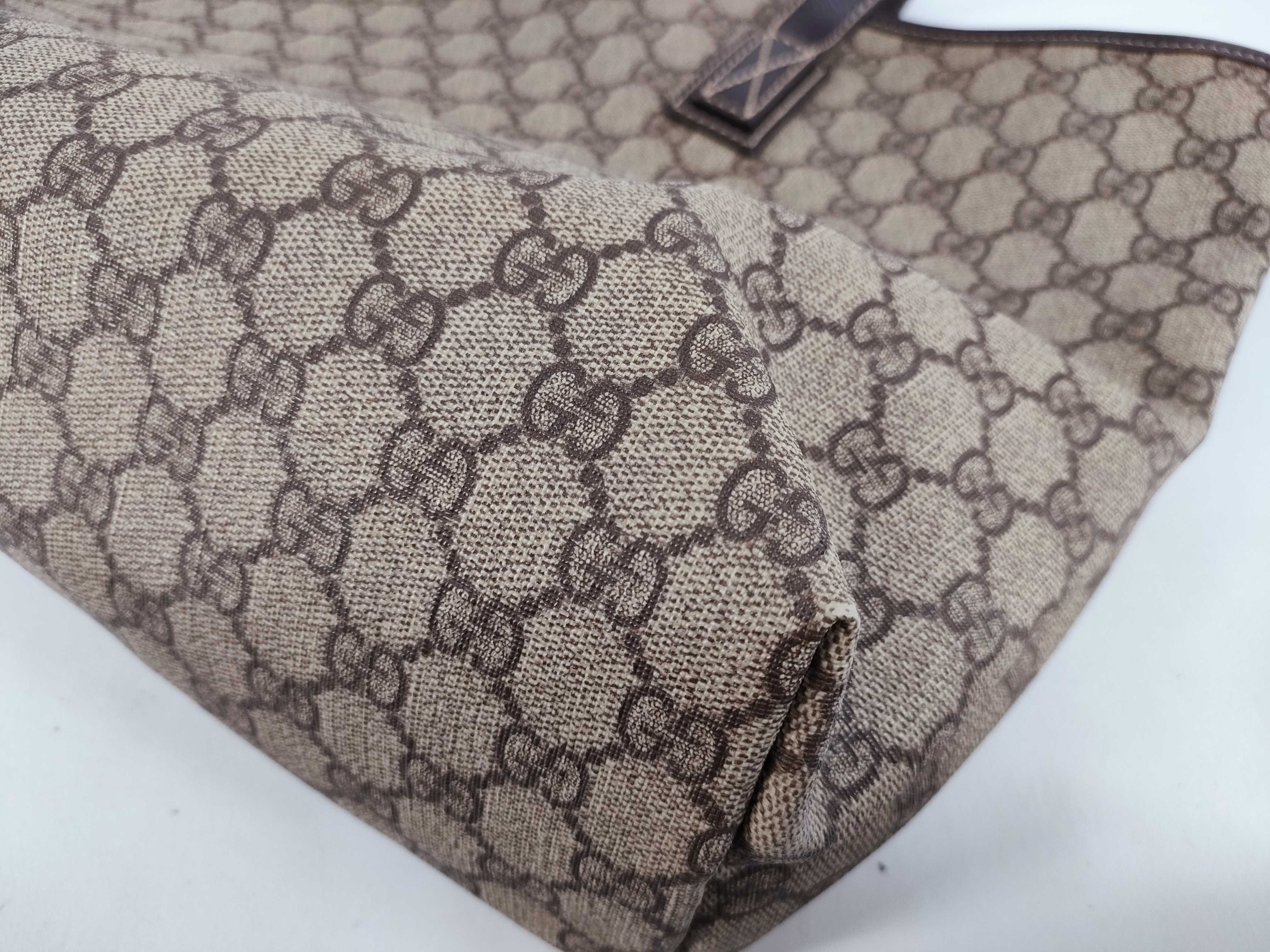 GG Supreme PVC x Leather Tote Bag, Beige, 211137 (Peeling/Deterioration) — view 6