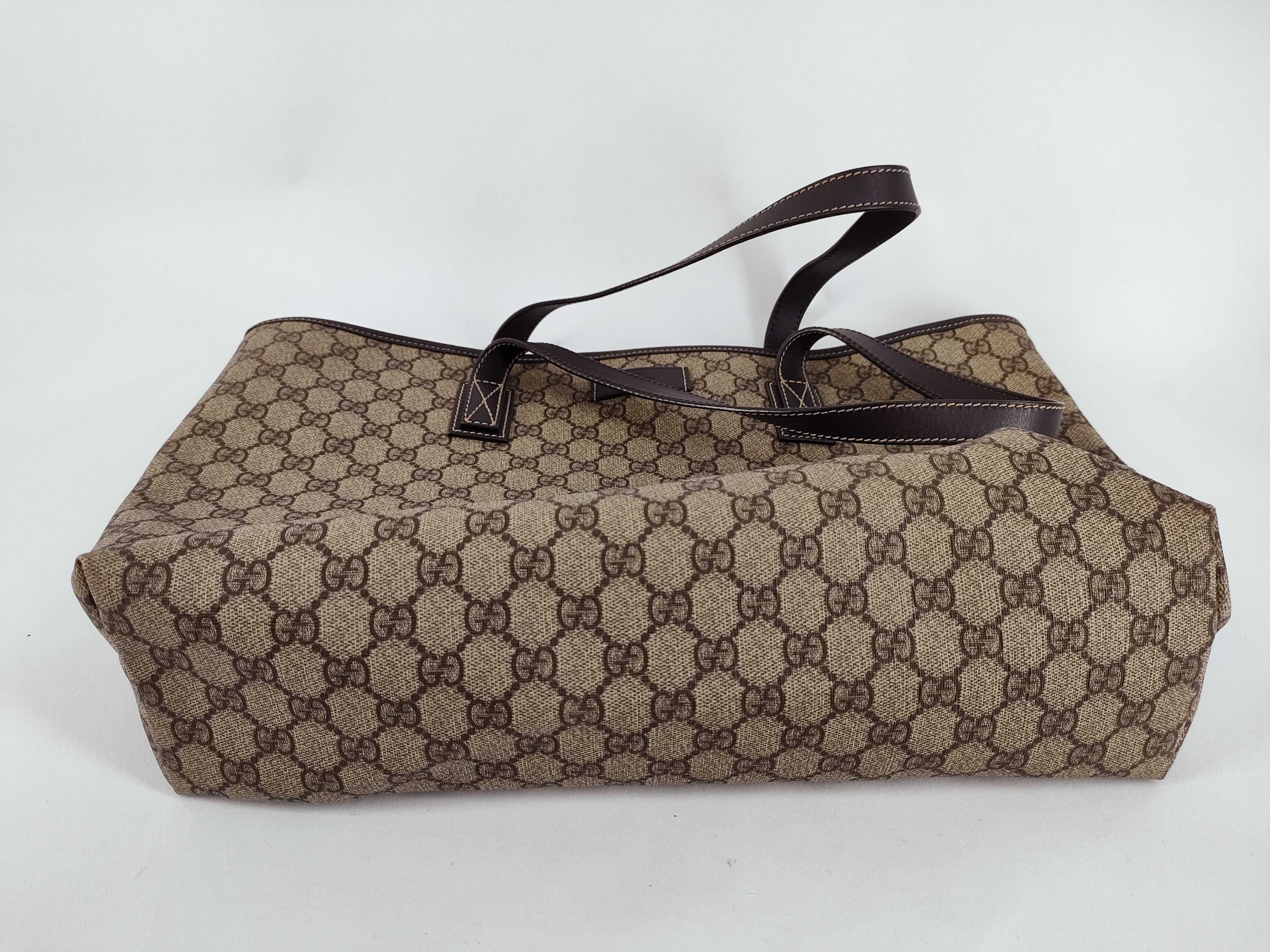 GG Supreme PVC x Leather Tote Bag, Beige, 211137 (Peeling/Deterioration) — view 7
