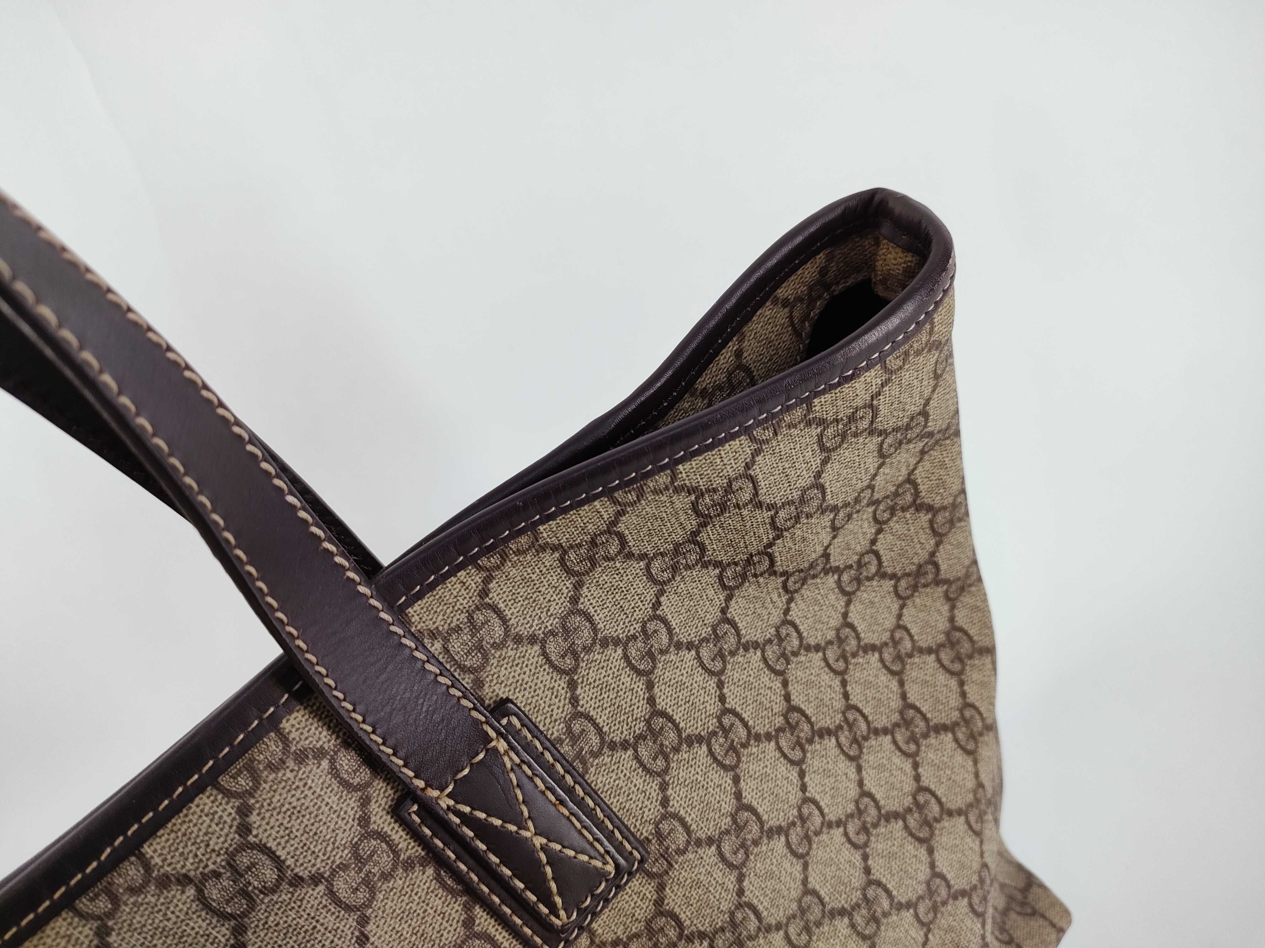 GG Supreme PVC x Leather Tote Bag, Beige, 211137 (Peeling/Deterioration) — view 8