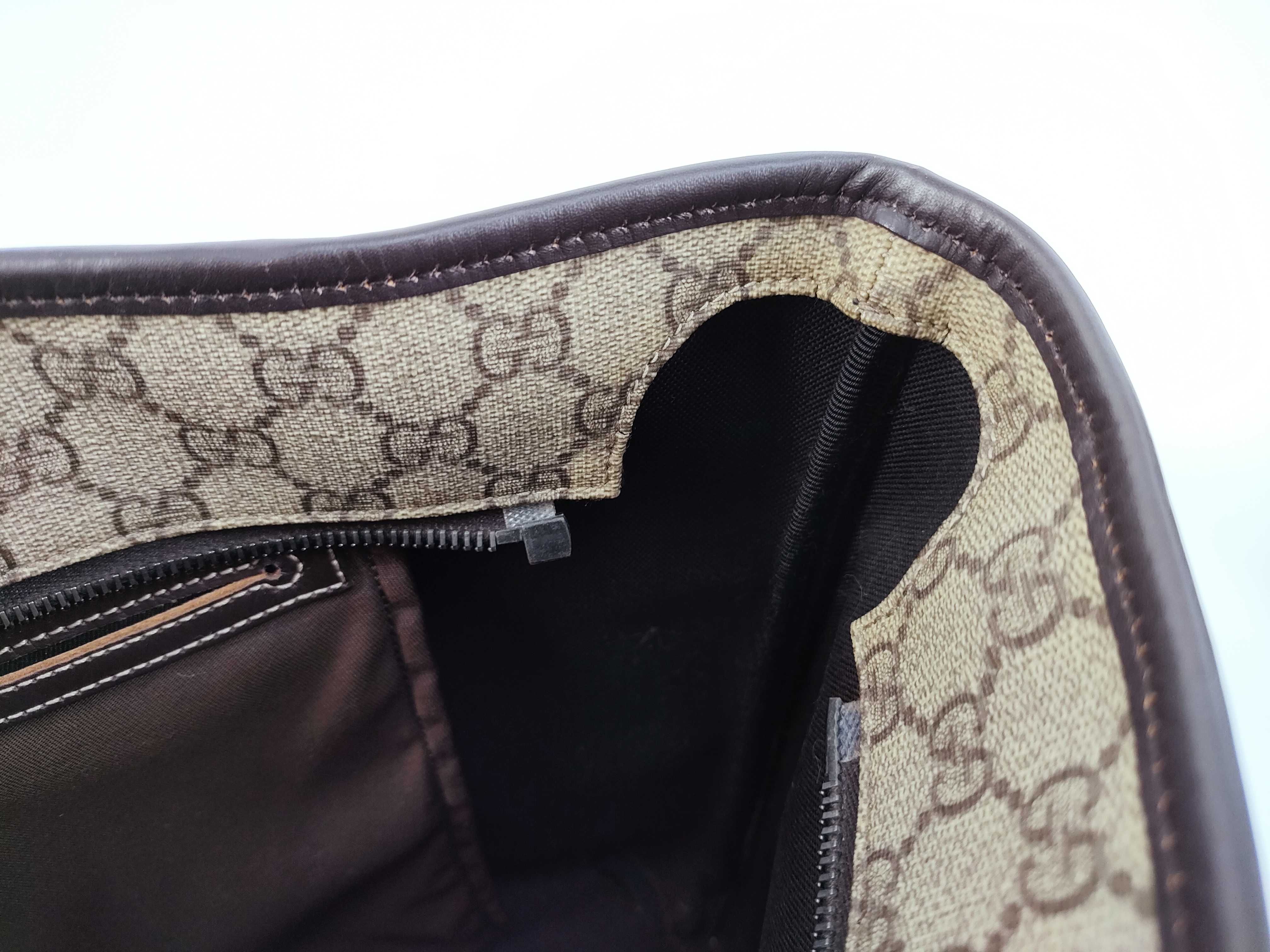 GG Supreme PVC x Leather Tote Bag, Beige, 211137 (Peeling/Deterioration) — view 9