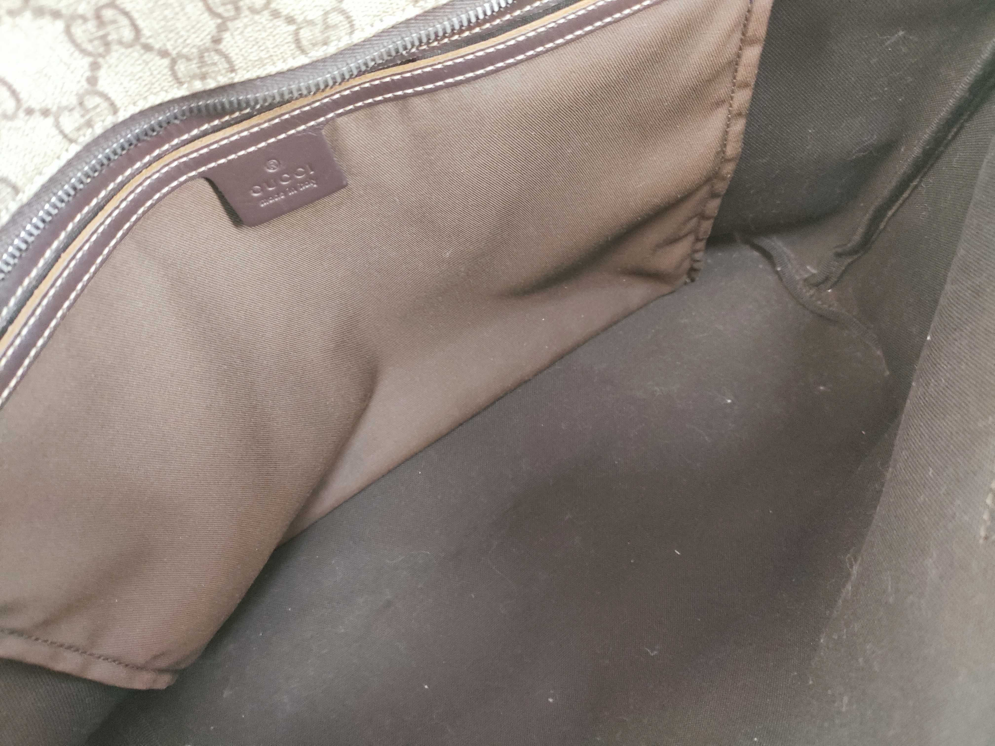 GG Supreme PVC x Leather Tote Bag, Beige, 211137 (Peeling/Deterioration) — view 10