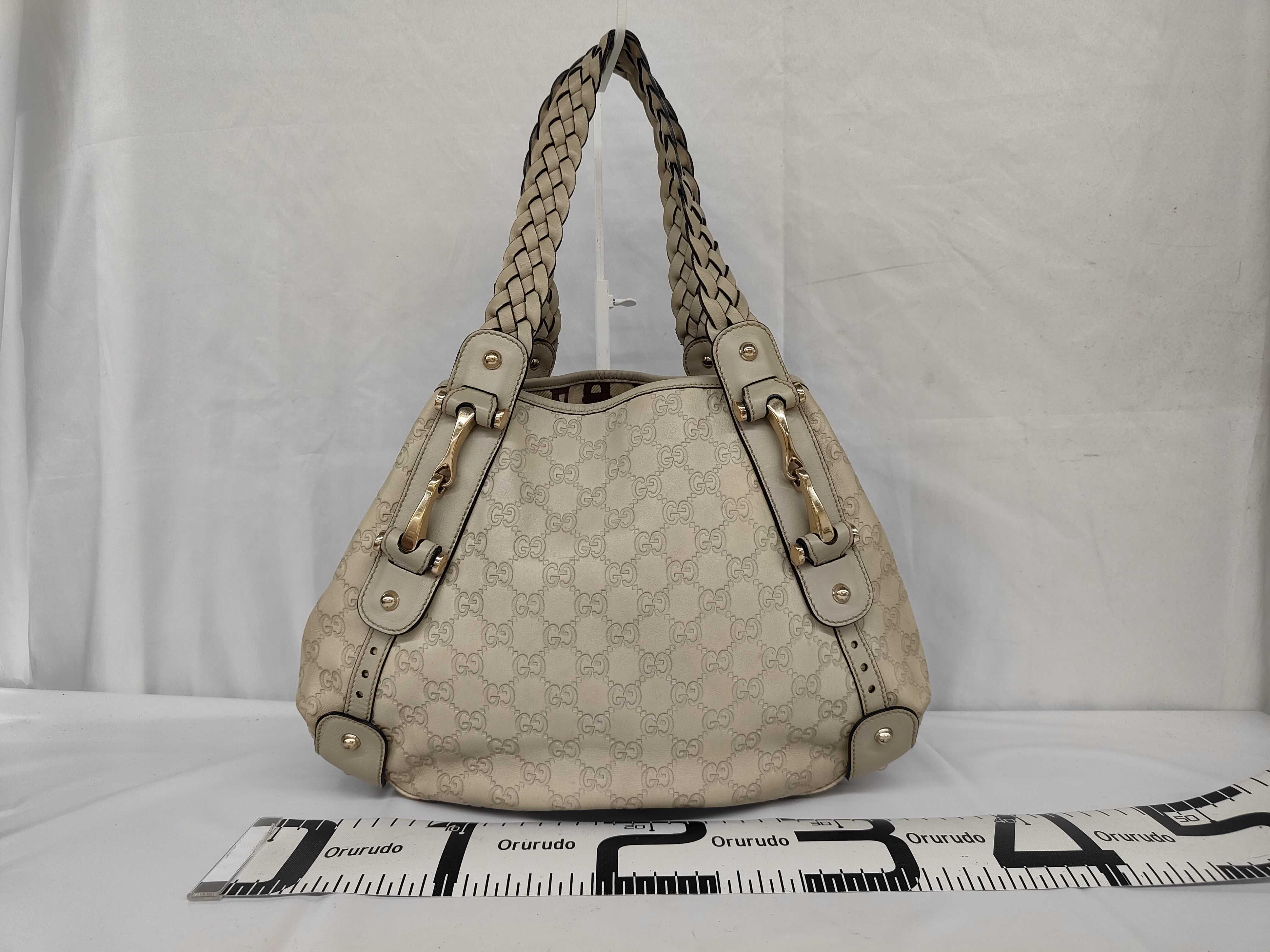 Shima Leather Horsebit Woven Shoulder Bag Tote Bag — view 2